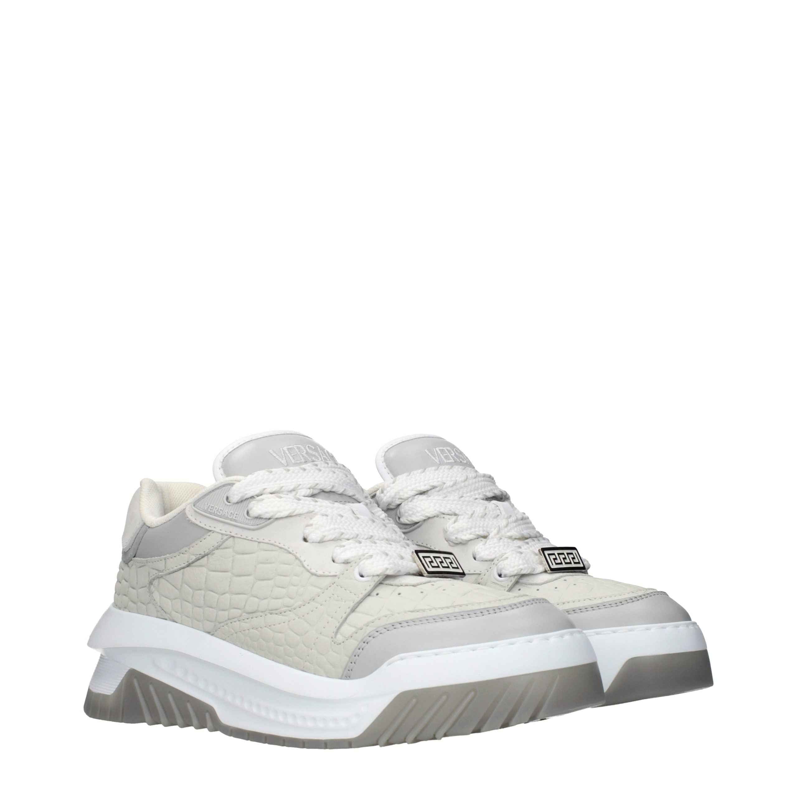 Versace Gray Leather Low Top Sneakers