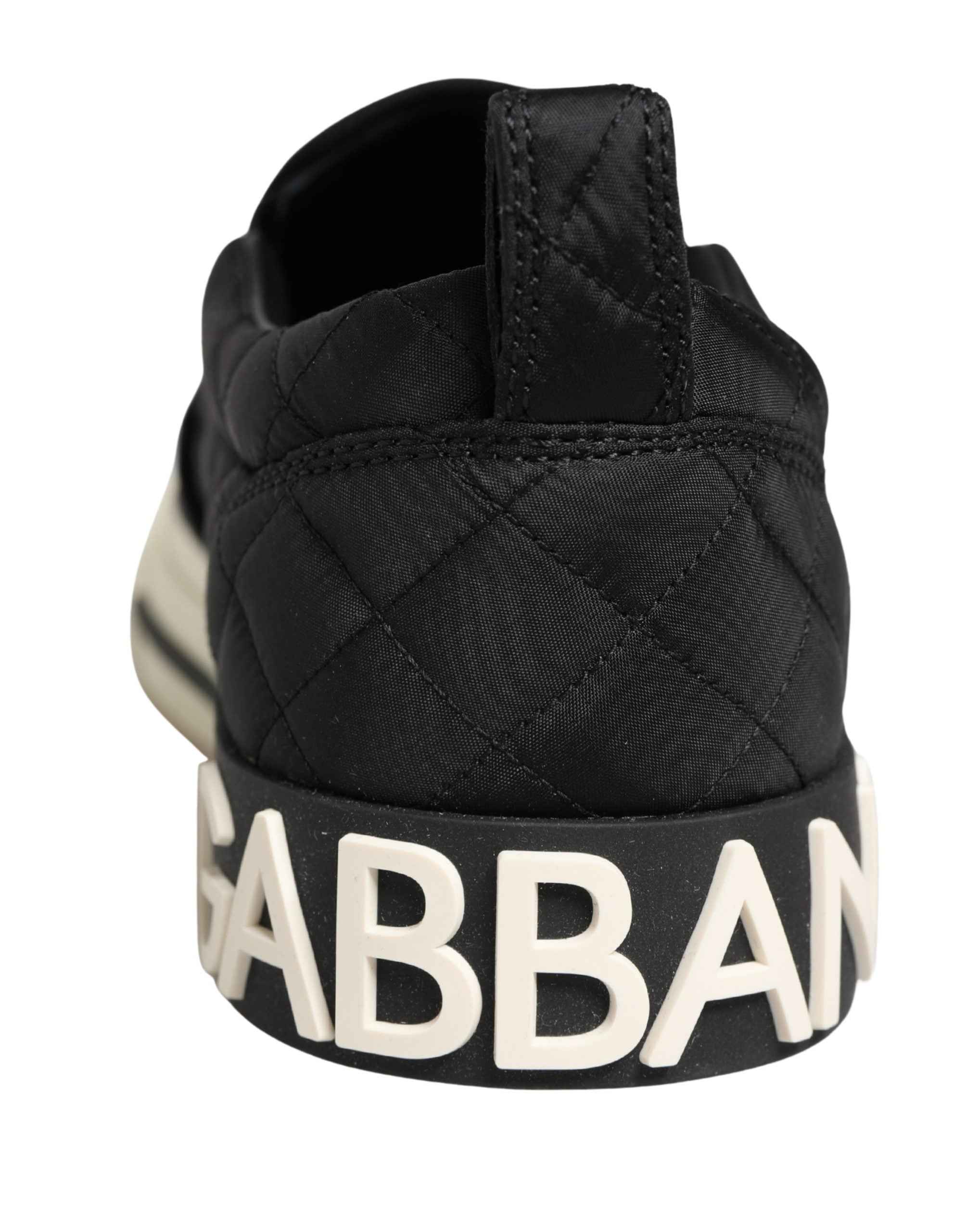 Dolce & Gabbana Black Quilted Slip On Low Top Sneakers Shoes