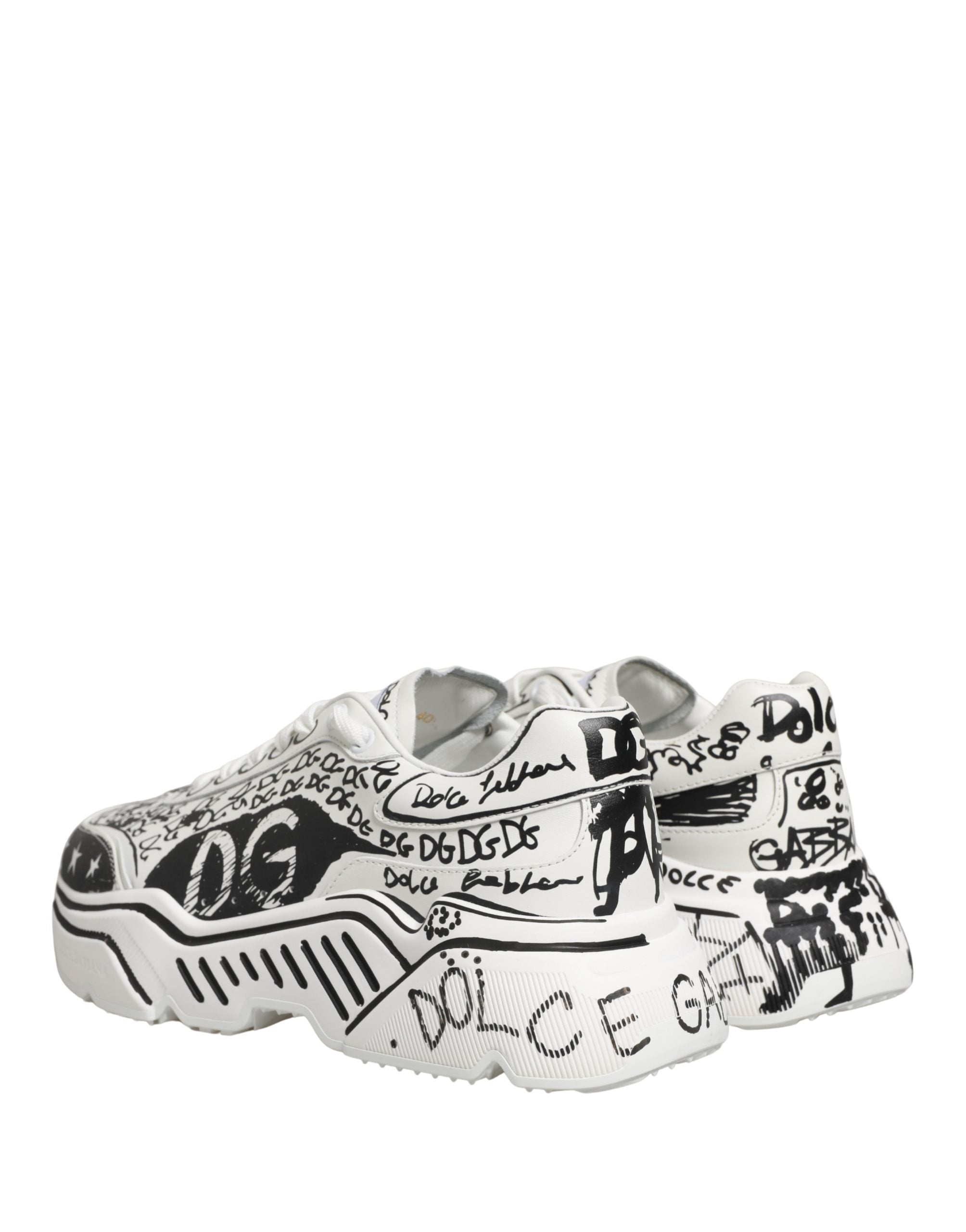 Dolce & Gabbana White Daymaster Graffiti Low Top Sneakers Shoes