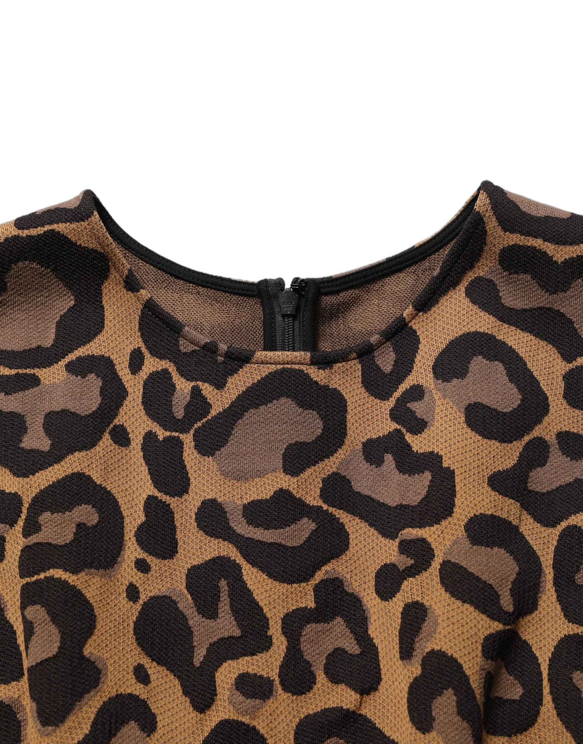 Dolce & Gabbana Brown Leopard Jacquard Knee Length Dress