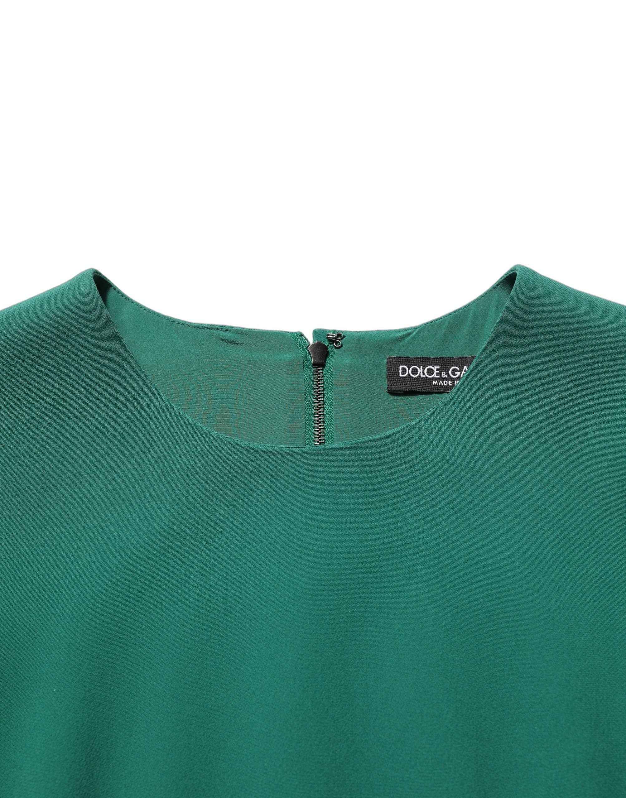 Dolce & Gabbana Green Viscose Long Sleeves A-line Mini Dress