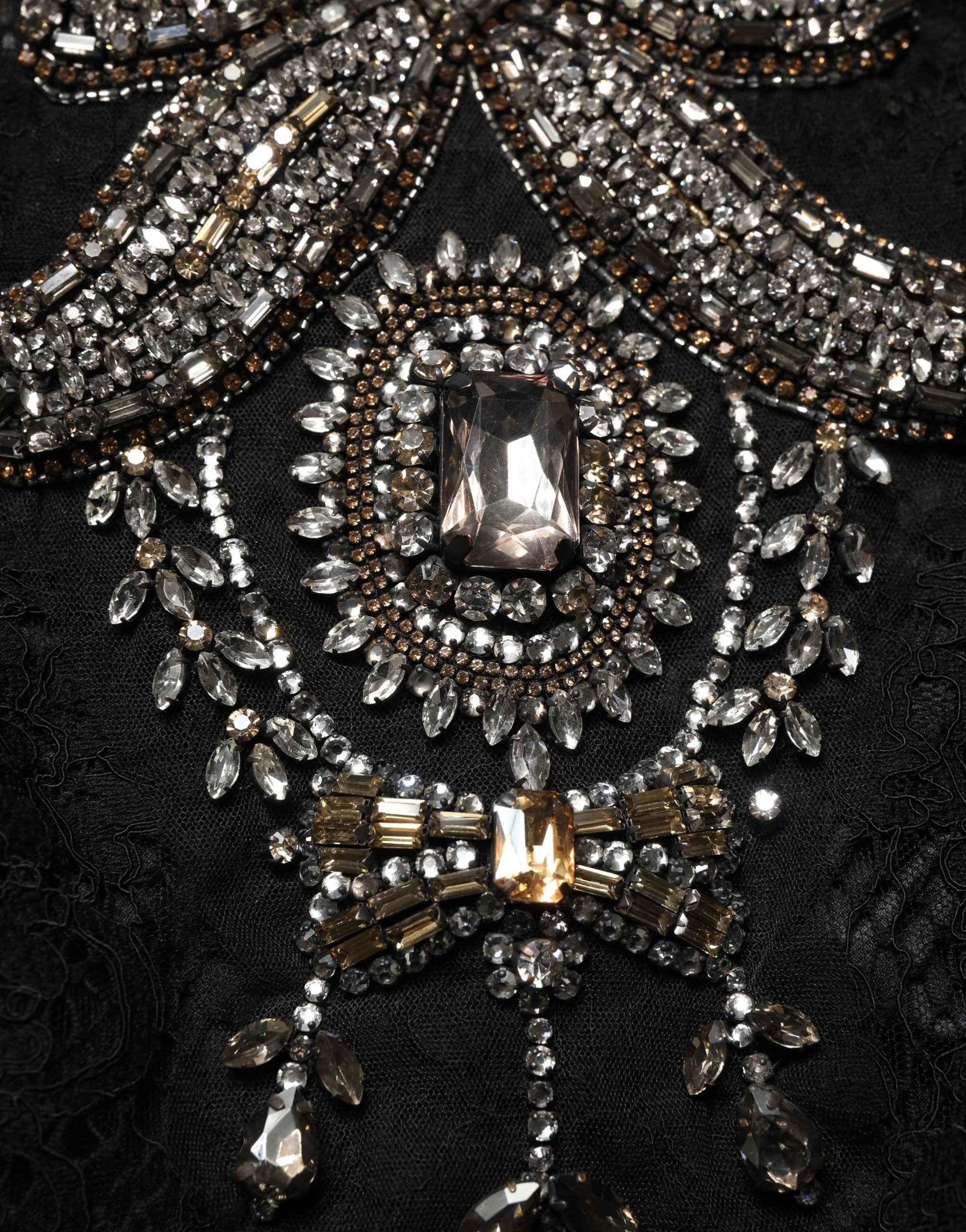 Dolce & Gabbana Black Crystal Embellished Sheath Midi Dress