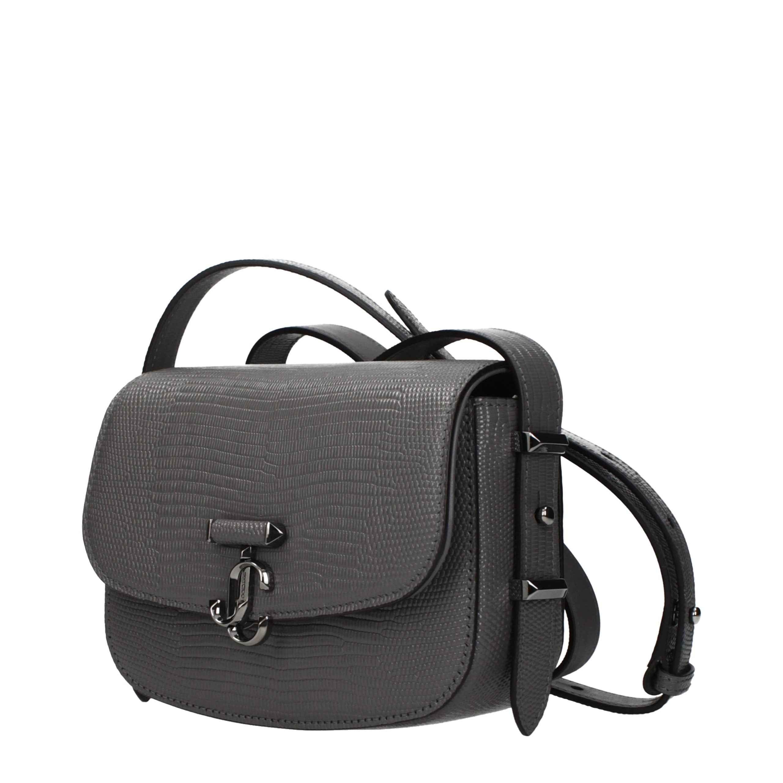 Jimmy Choo Gray Leather Shoulder Bag