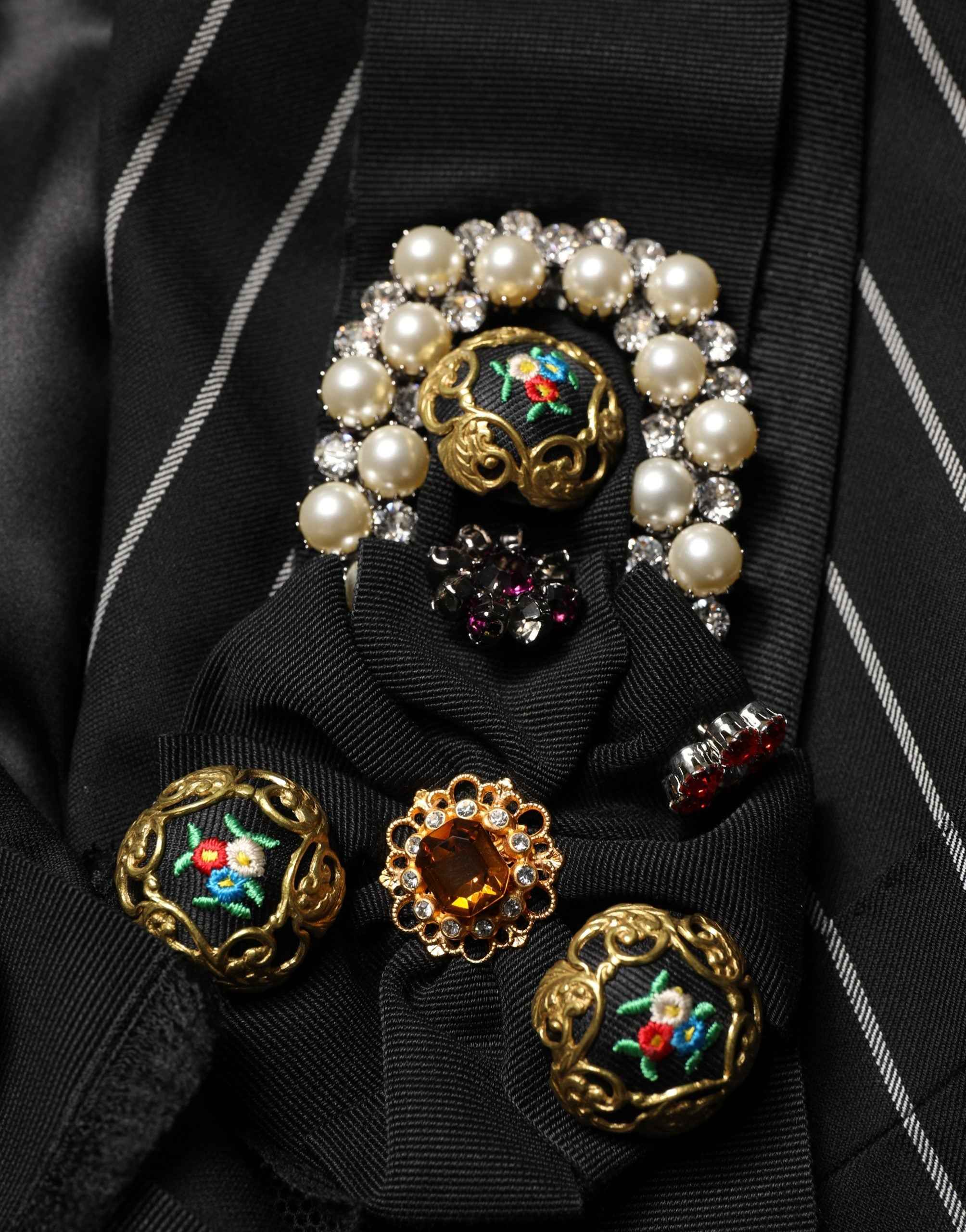 Dolce & Gabbana Black Stripe Double-Breasted Blazer Jacket