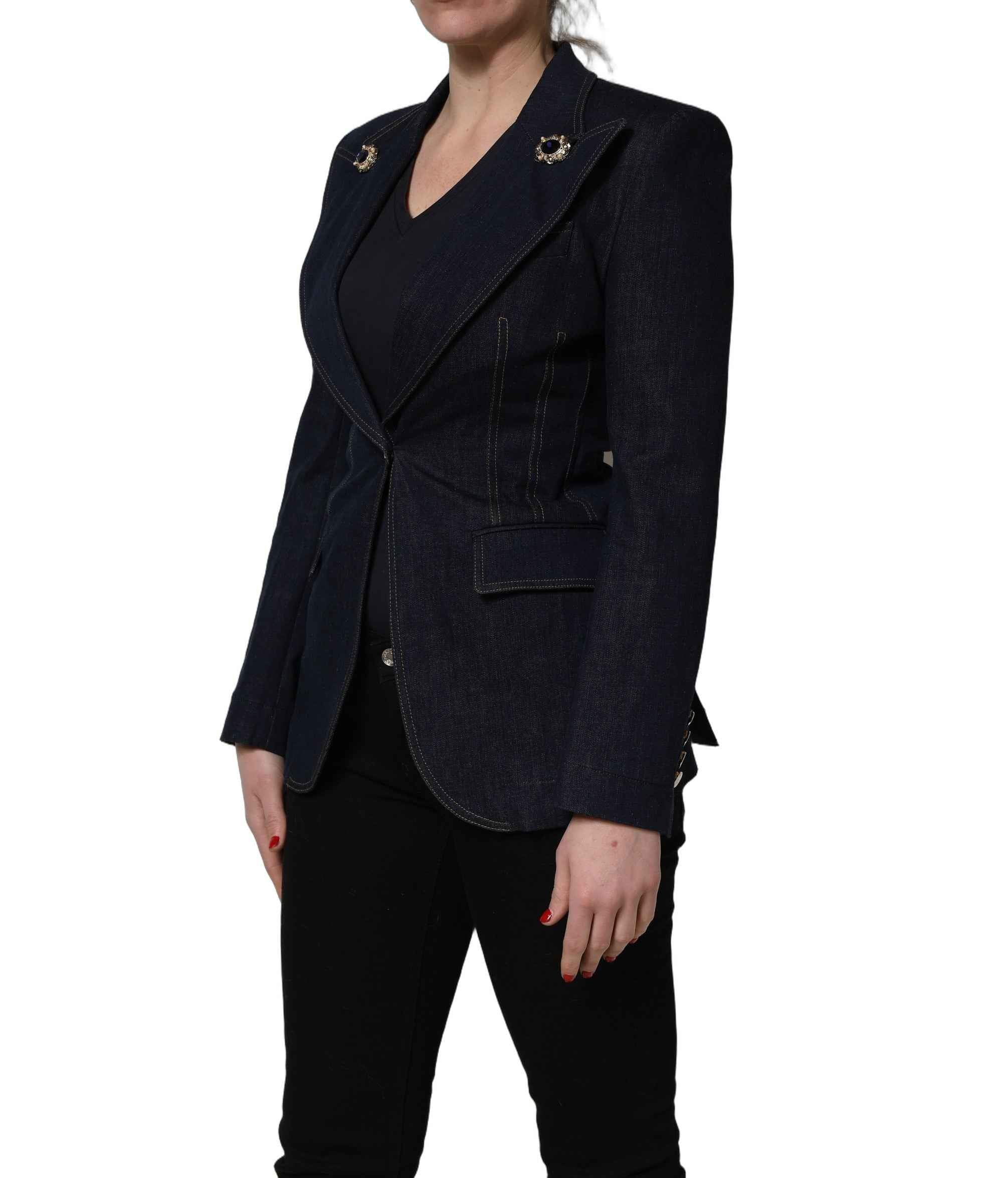 Dolce & Gabbana Blue Single-Breasted Denim Blazer Jacket