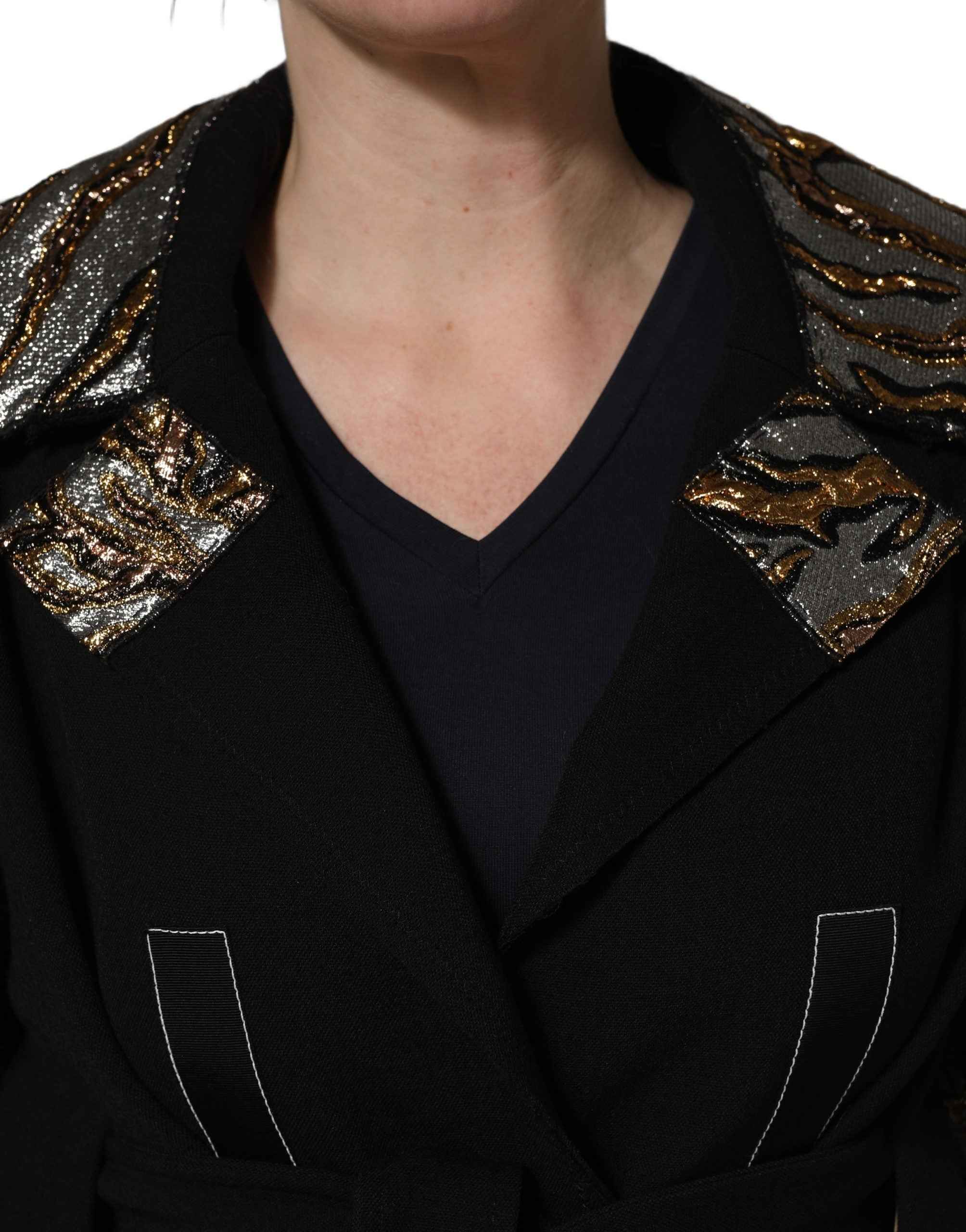 Dolce & Gabbana Black Single-Breasted Brocade Coat Jacket