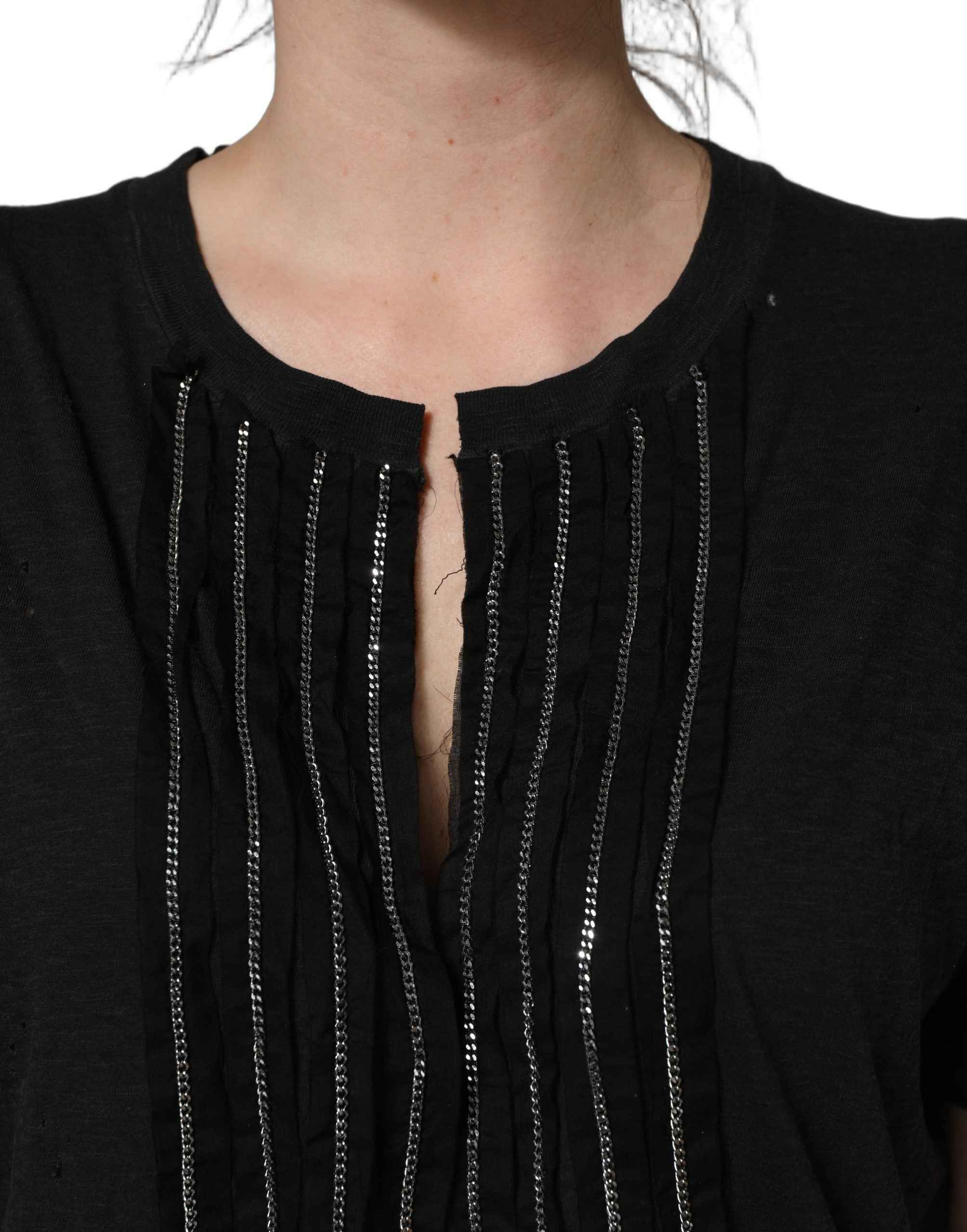 Dsquared² Black Chain Embellished Cotton Short Sleeve T-shirt