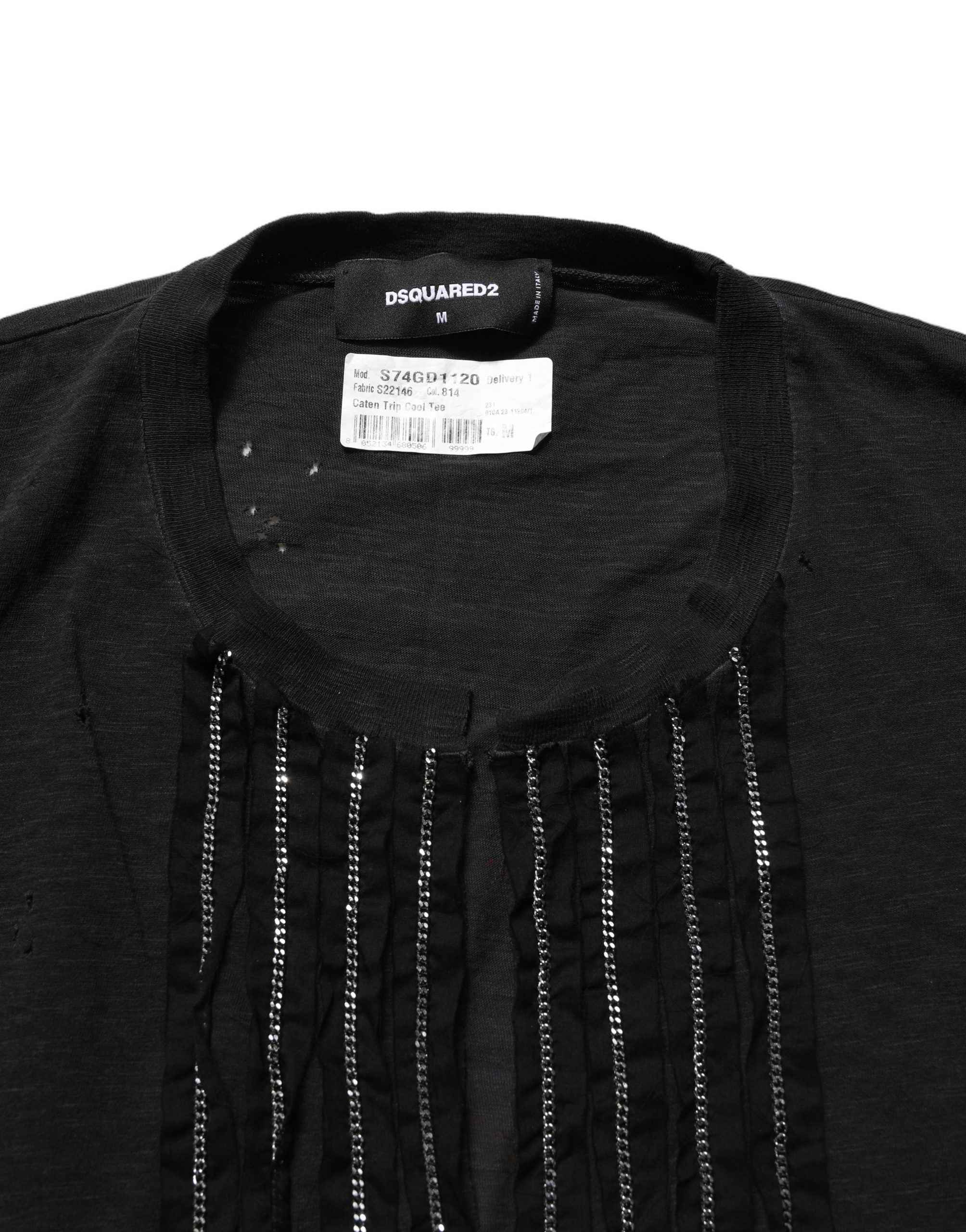 Dsquared² Black Chain Embellished Cotton Short Sleeve T-shirt