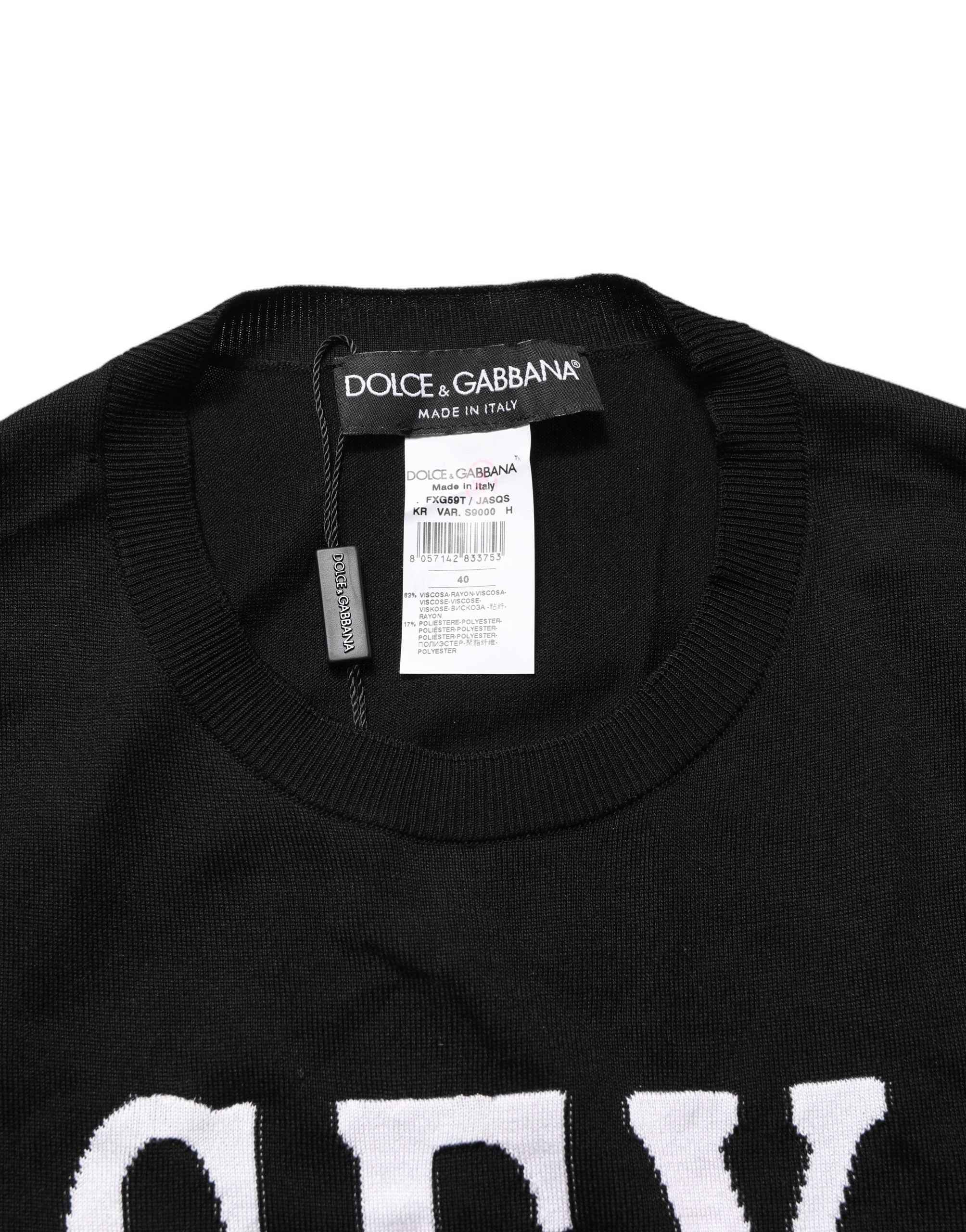 Dolce & Gabbana Black Graphic Print Long-Sleeved Top