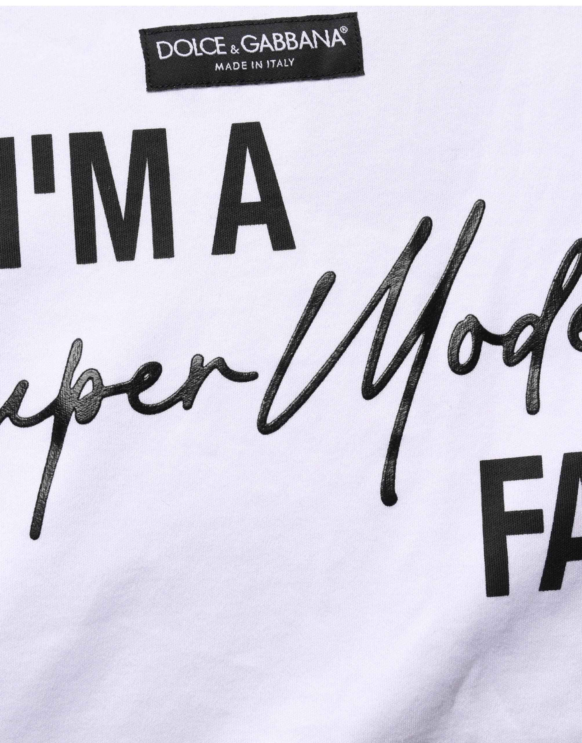 Dolce & Gabbana White I'm A Super Model Fan Print Jersey T-shirt