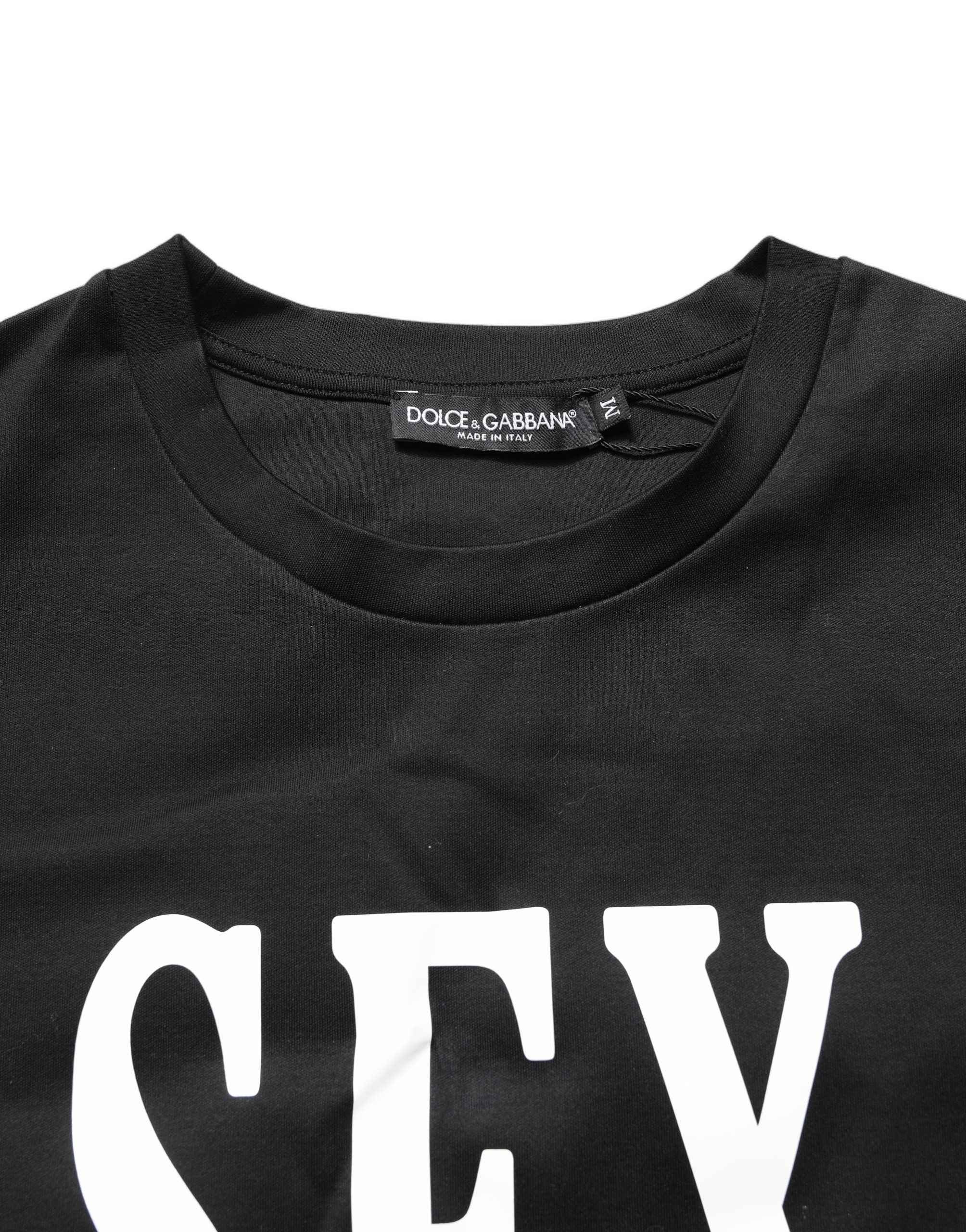 Dolce & Gabbana Black Jersey Graphic Short Sleeve Crew Neck T-shirt