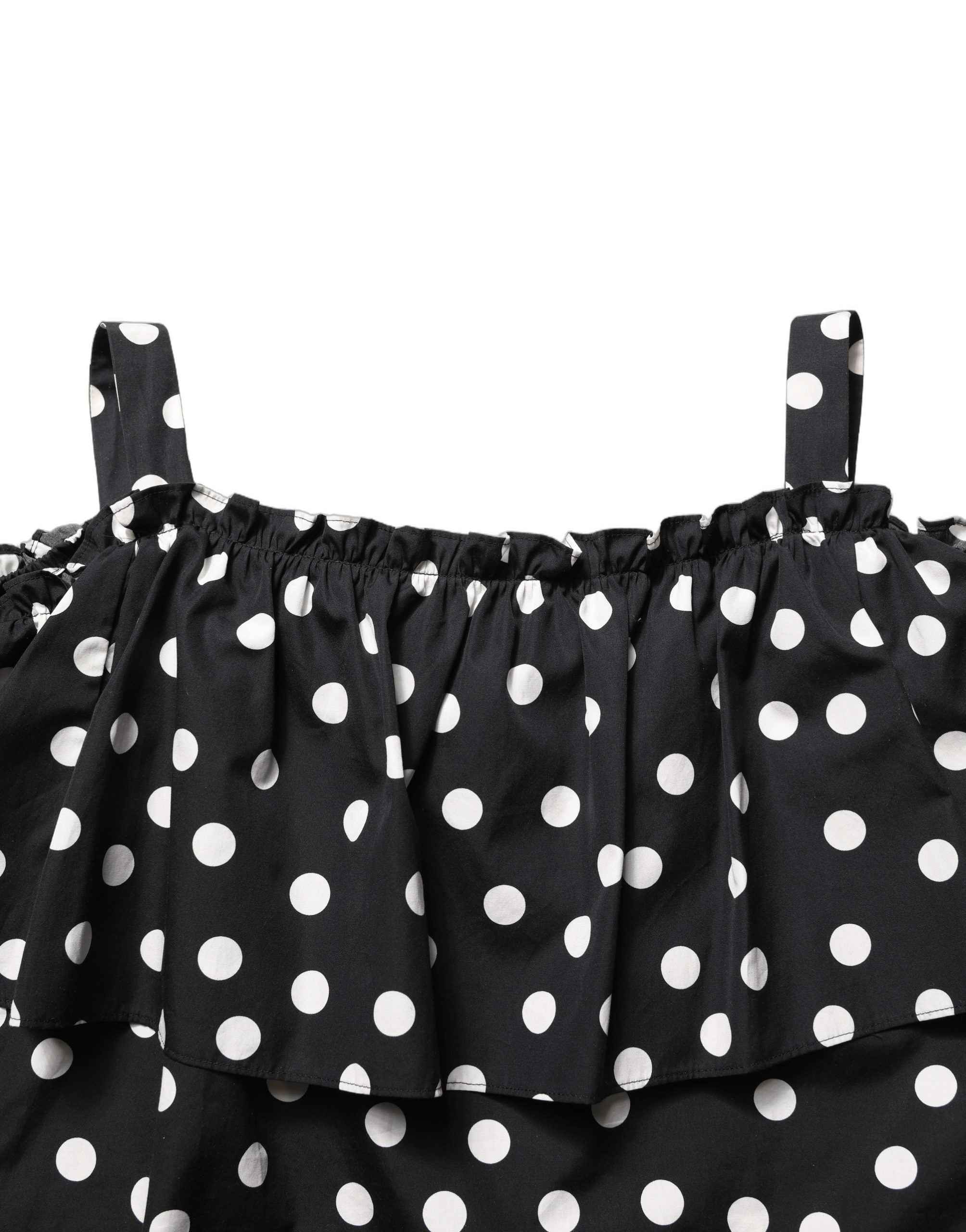 Dolce & Gabbana Black White Polka Dot Off Shoulder Top