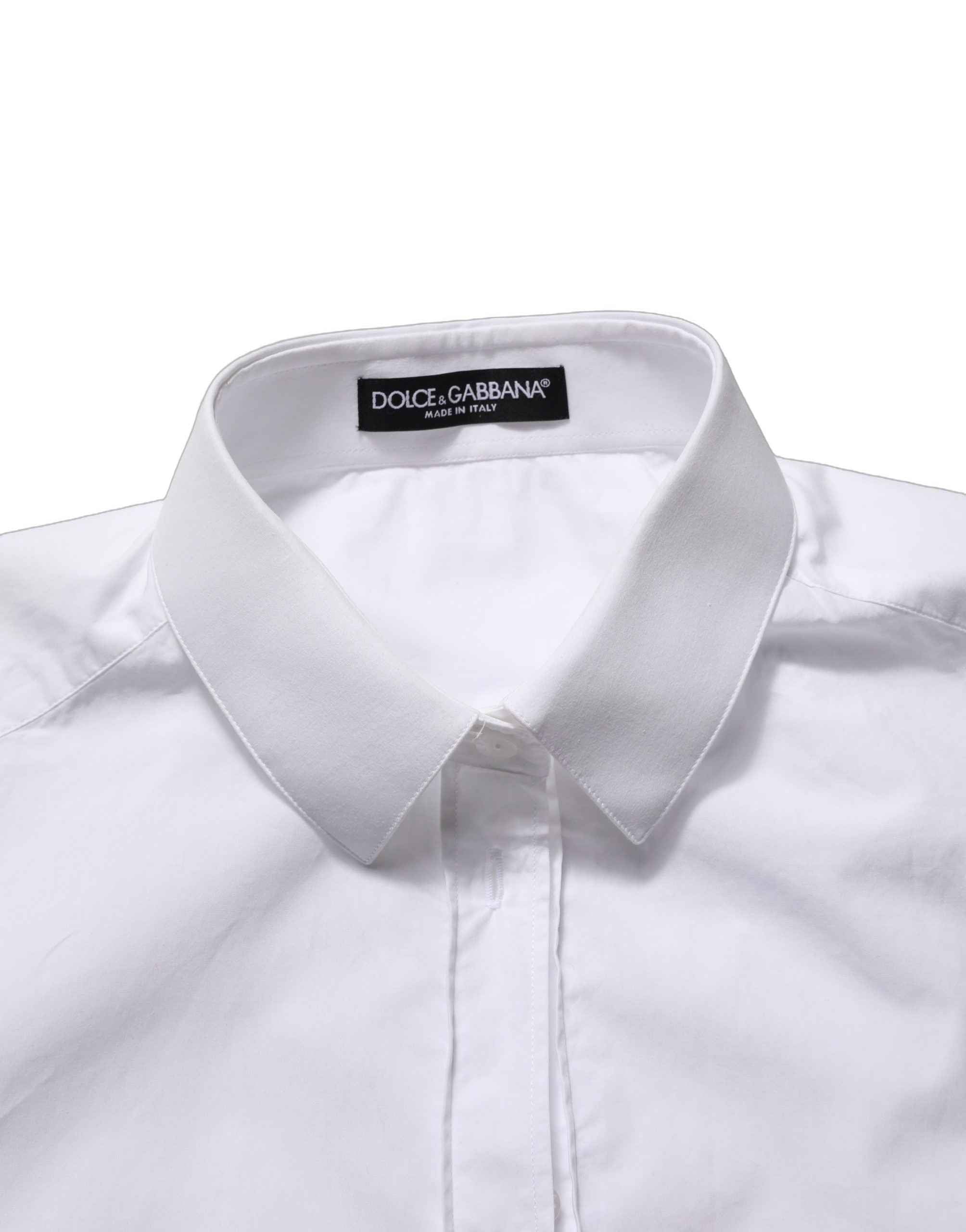 Dolce & Gabbana White Cotton Long Sleeve Button-Up Shirt Top