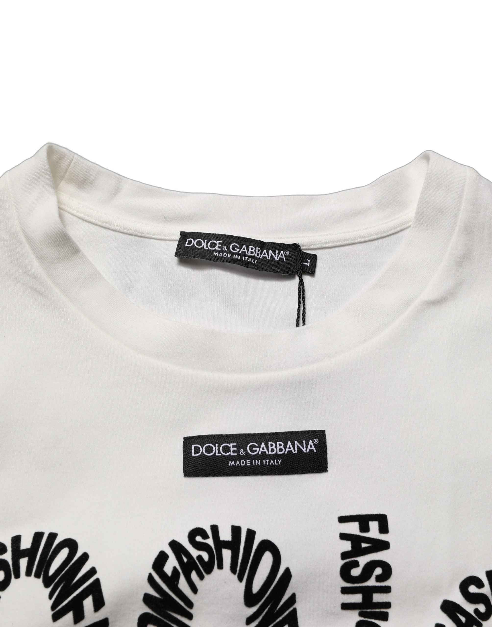 Dolce & Gabbana White Cotton Graphic Sleeveless Tank Top