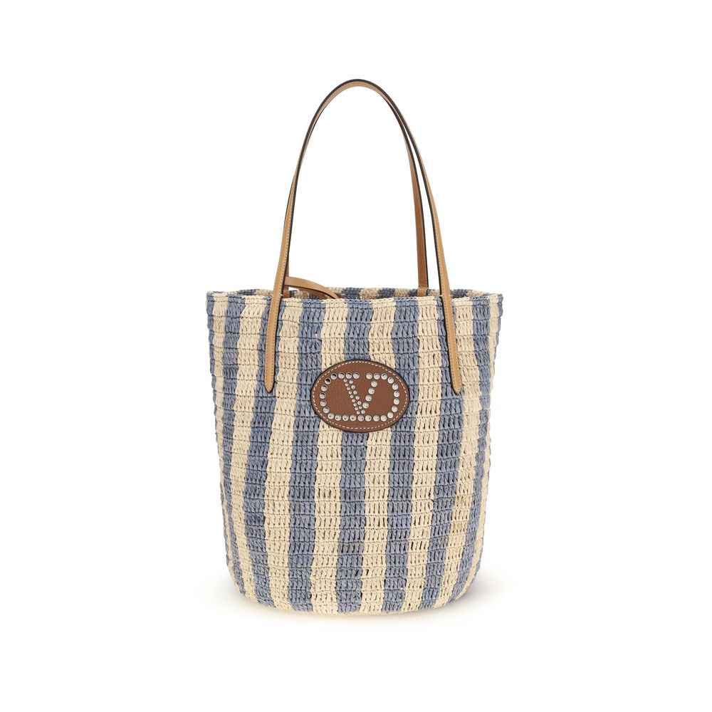Valentino Garavani Multicolor Raffia Backet Bag