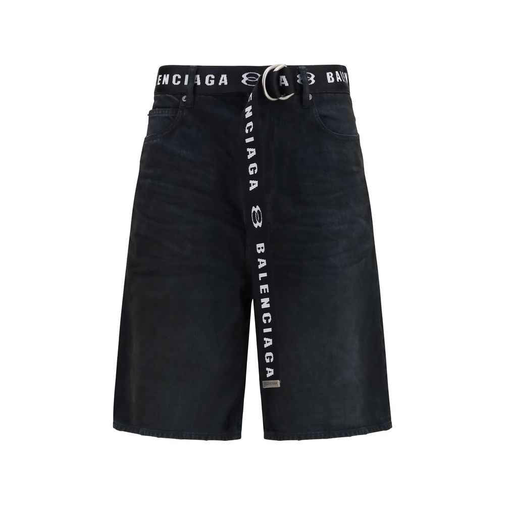 Balenciaga Black Cotton Bermuda Shorts