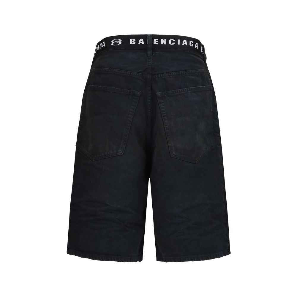 Balenciaga Black Cotton Bermuda Shorts