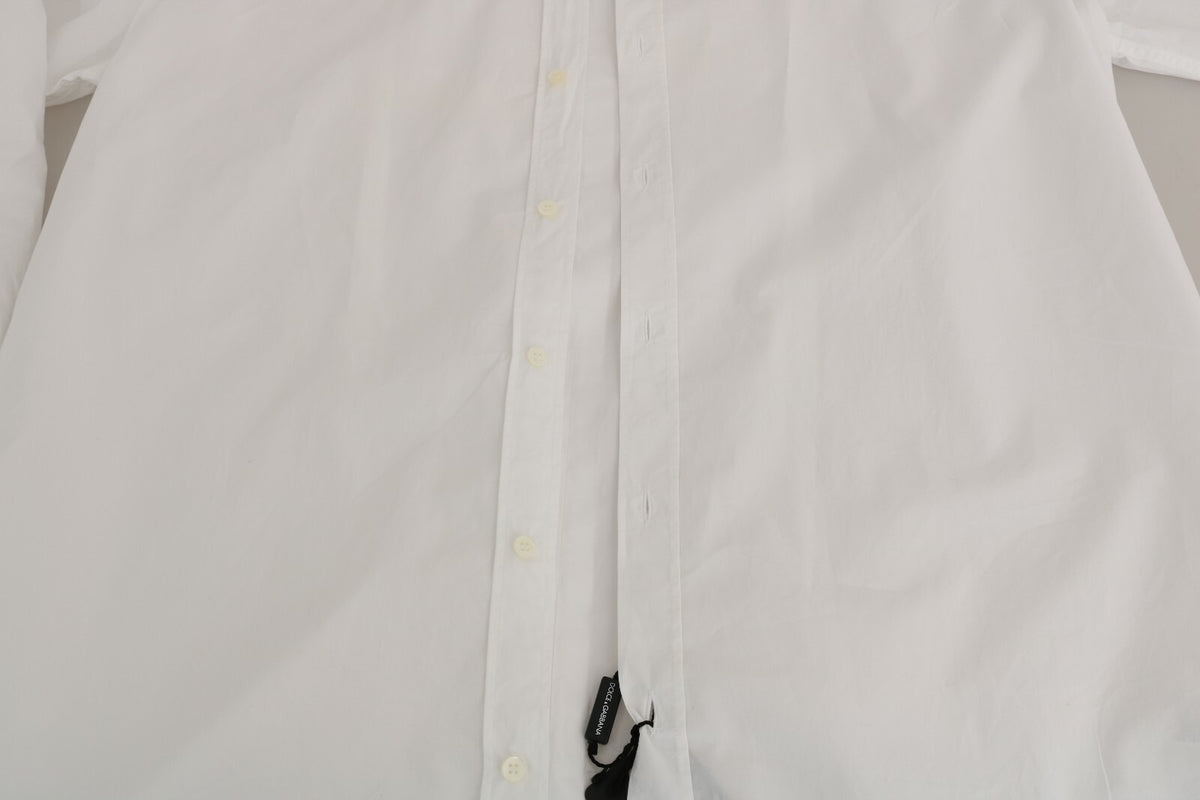 Dolce & Gabbana White 100% Cotton GOLD Slim Dress Shirt