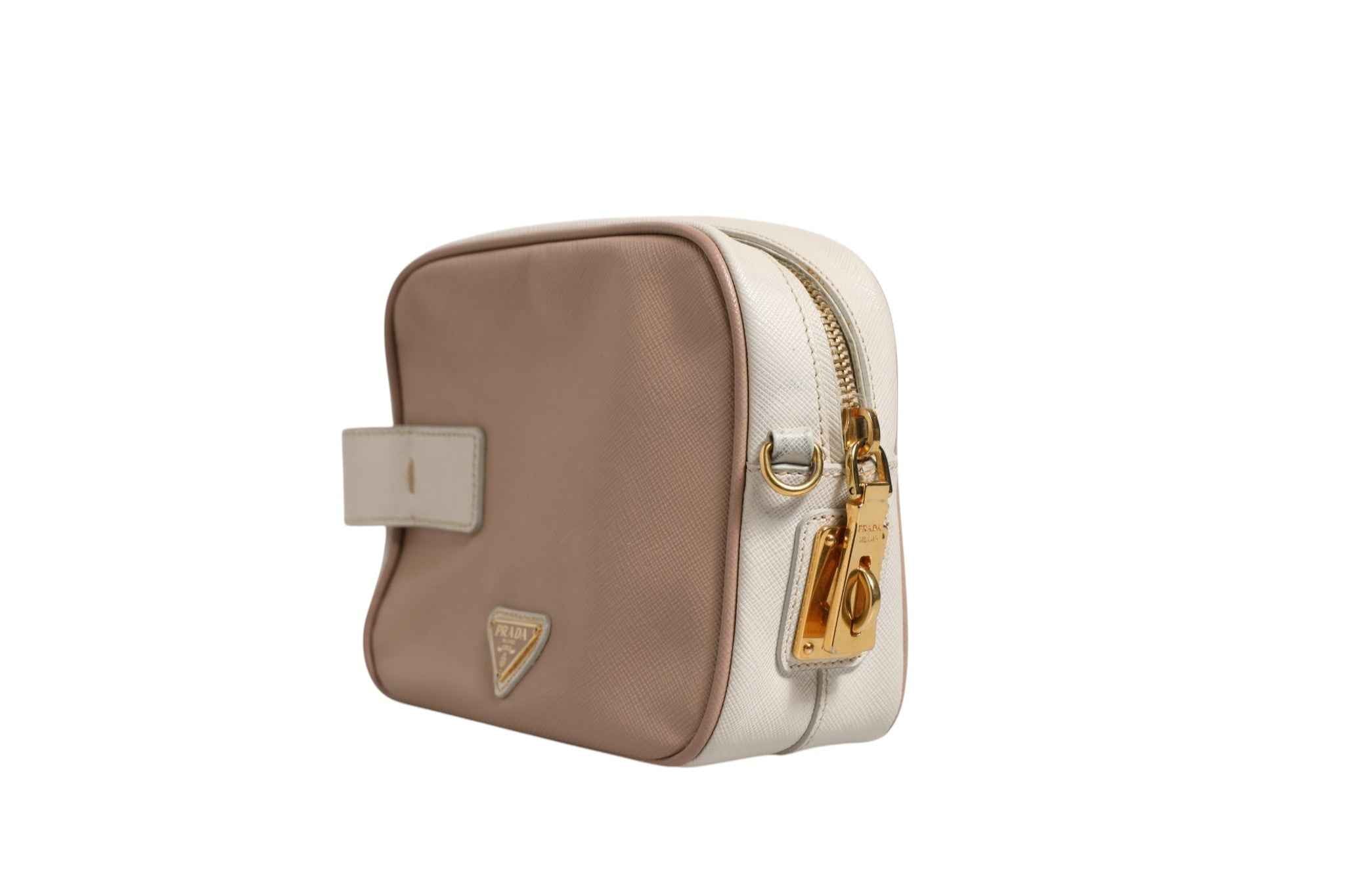 Prada Clay Gray Small Leather Shoulder Bag