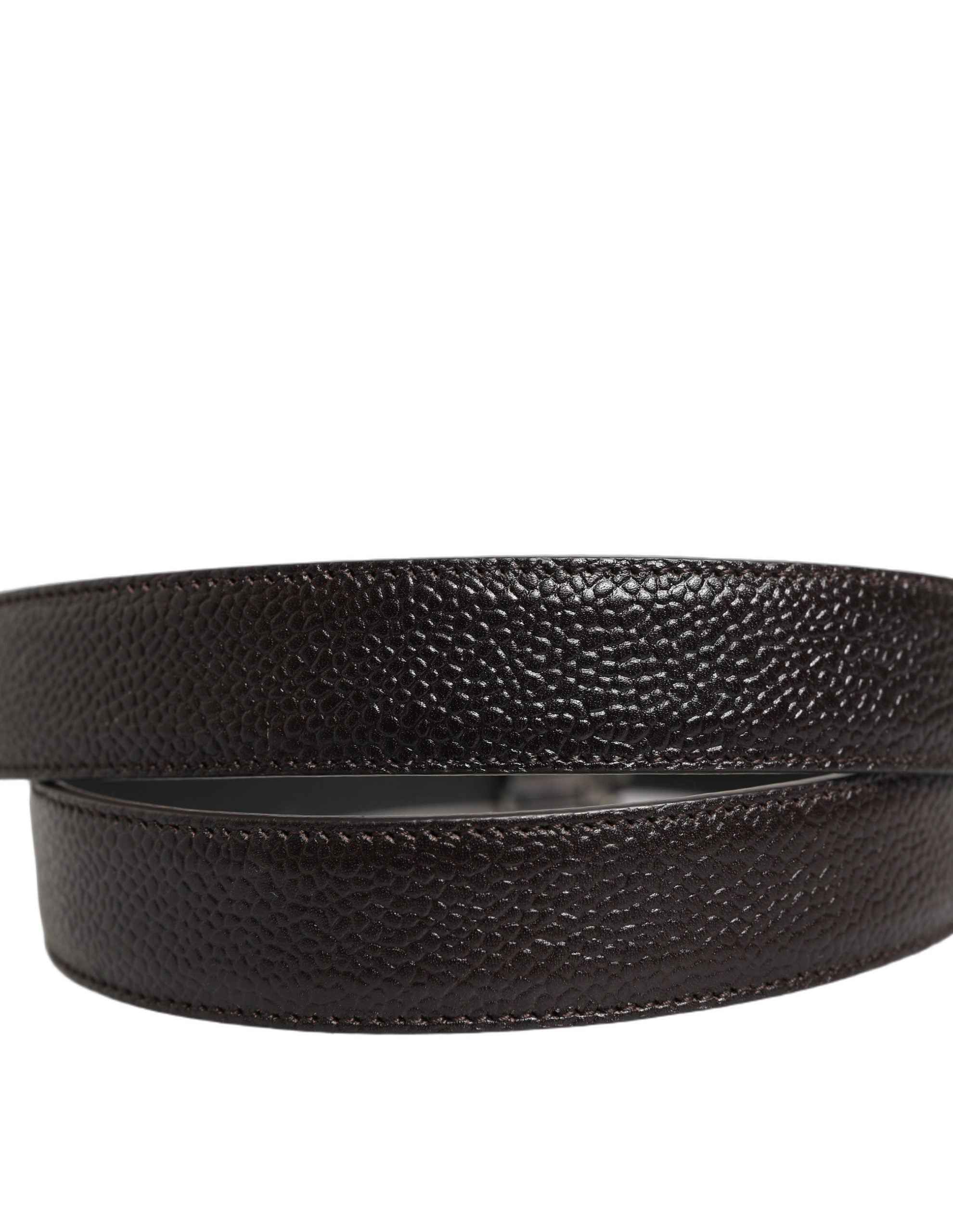 Dolce & Gabbana Brown Calf Leather Vintage Style Silver Buckle Belt