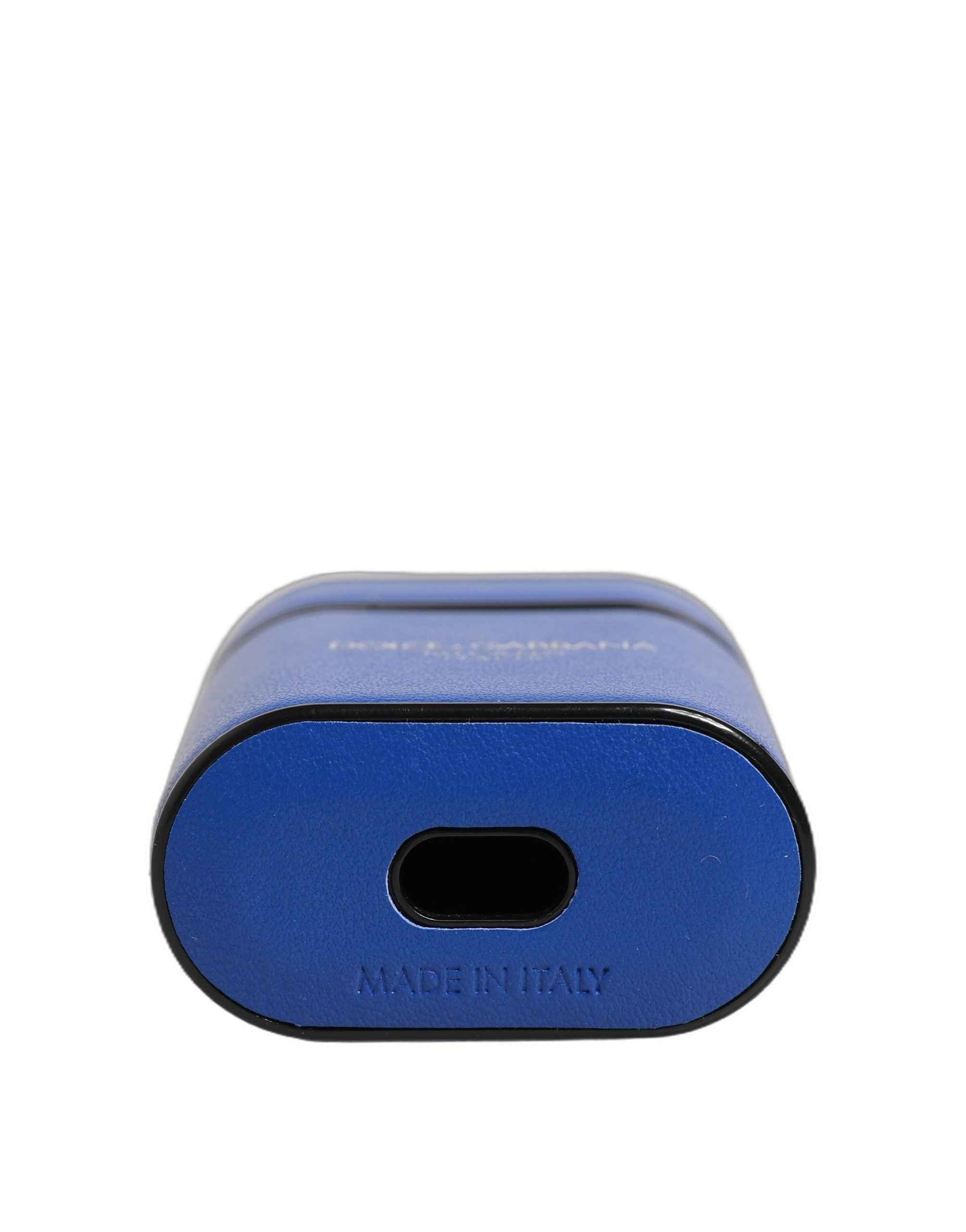 Dolce & Gabbana Case Blue Calf Leather Logo Flip Holder Strap Airpods