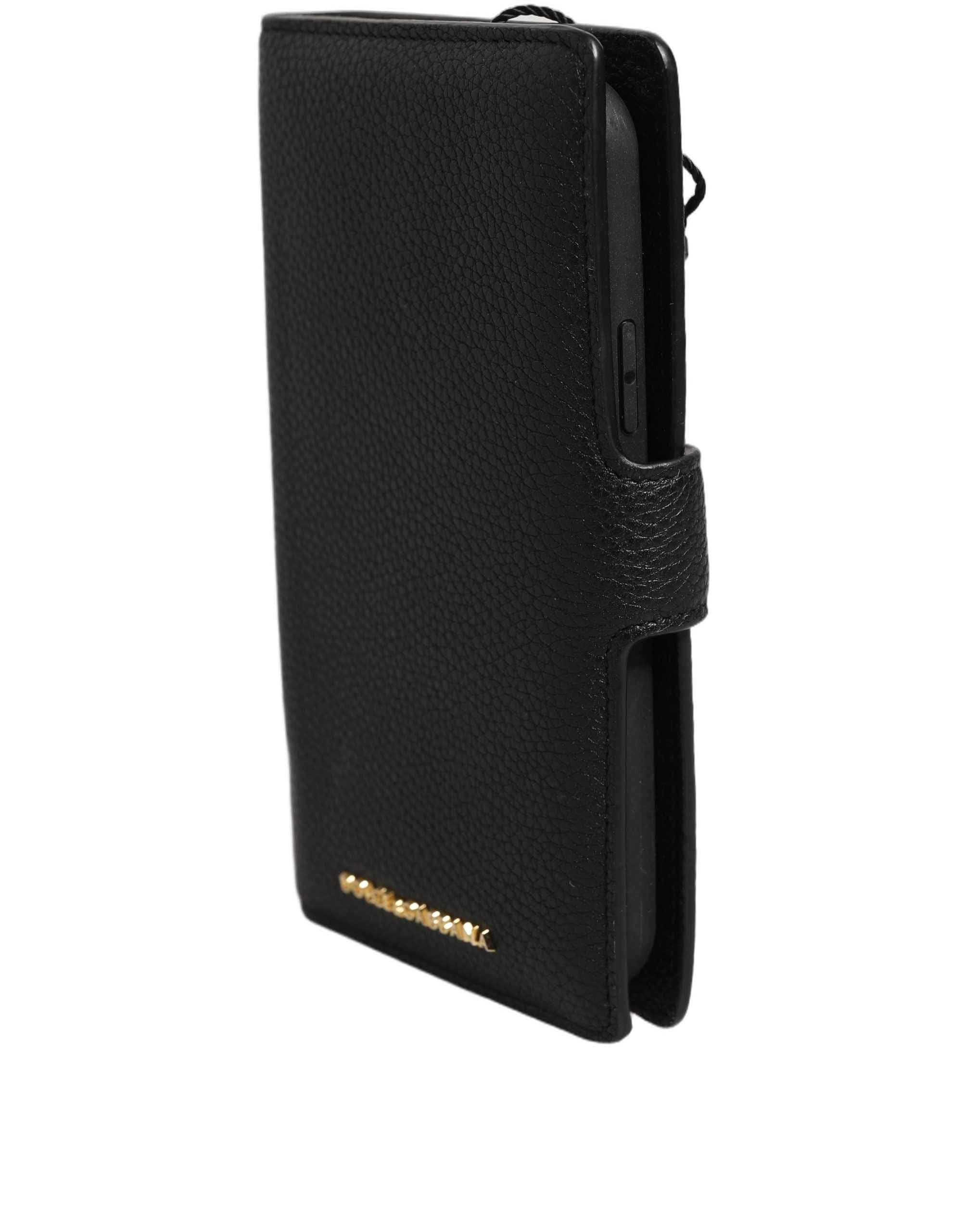 Dolce & Gabbana Case Flip Cover Black Calf Leather iPhone11 PRO Phone