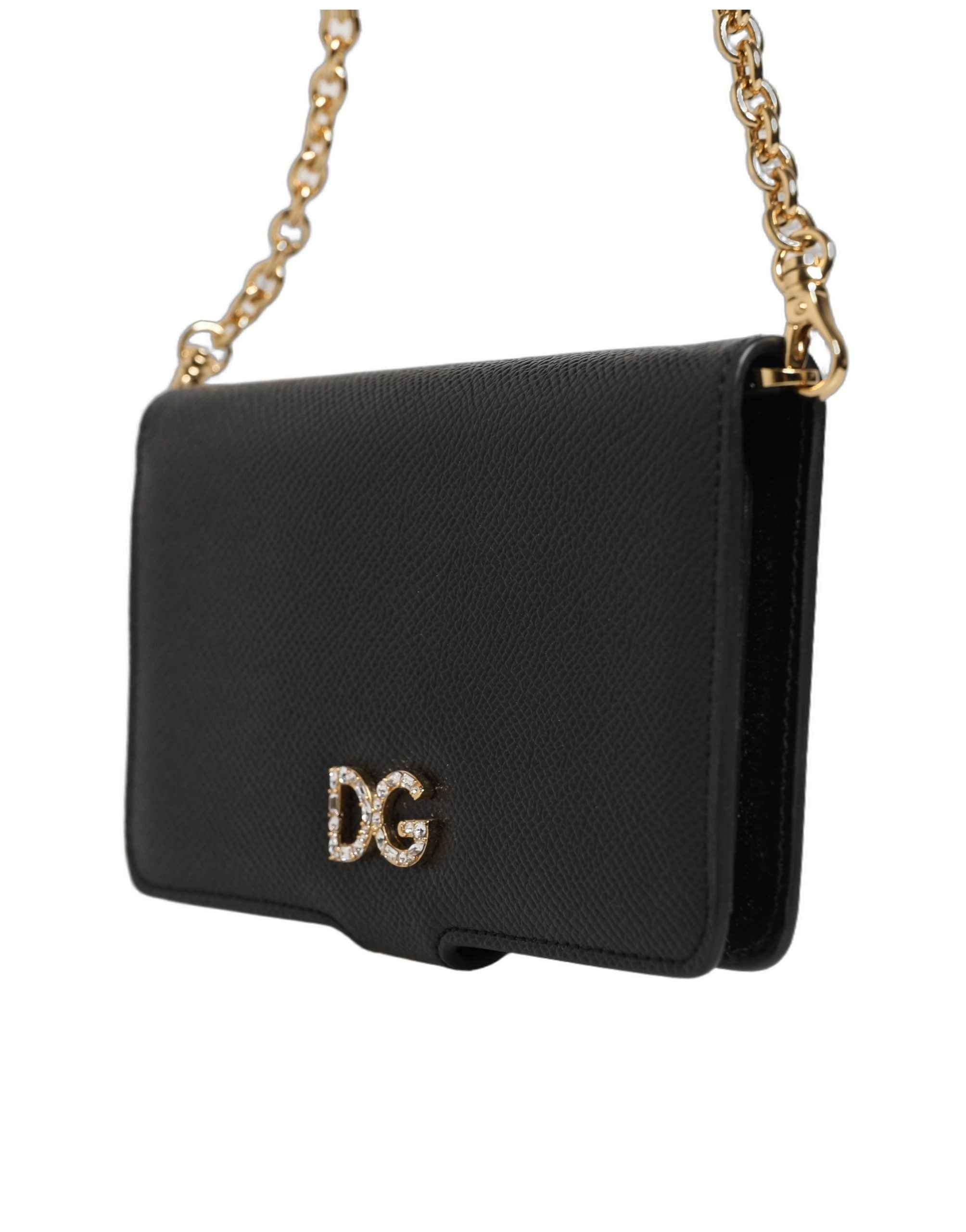 Dolce & Gabbana Case Flip Cover Black Calf Leather iPhone X - XS Phone