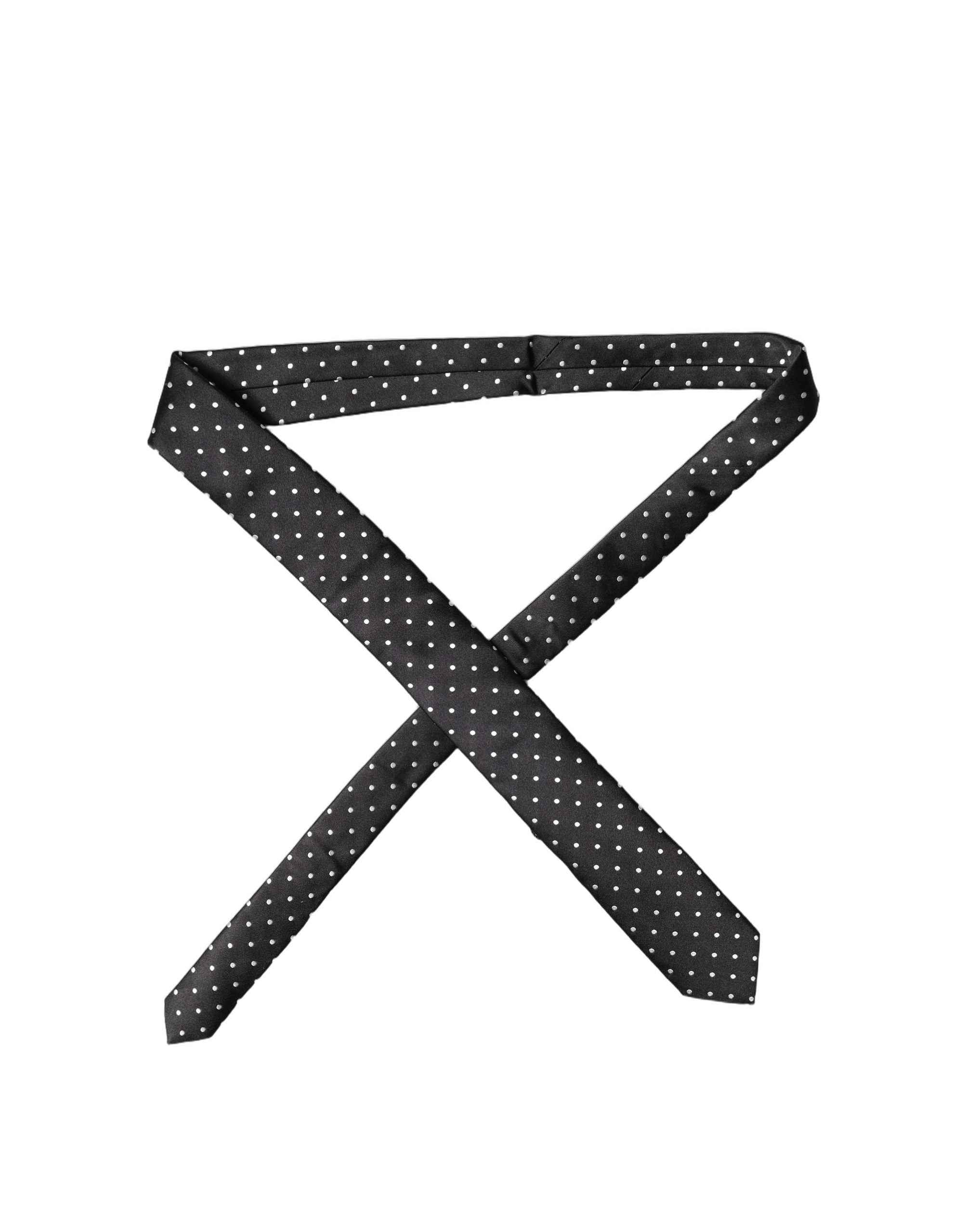 Dolce & Gabbana Black White Polka Dots Silk Adjustable Men Necktie Tie