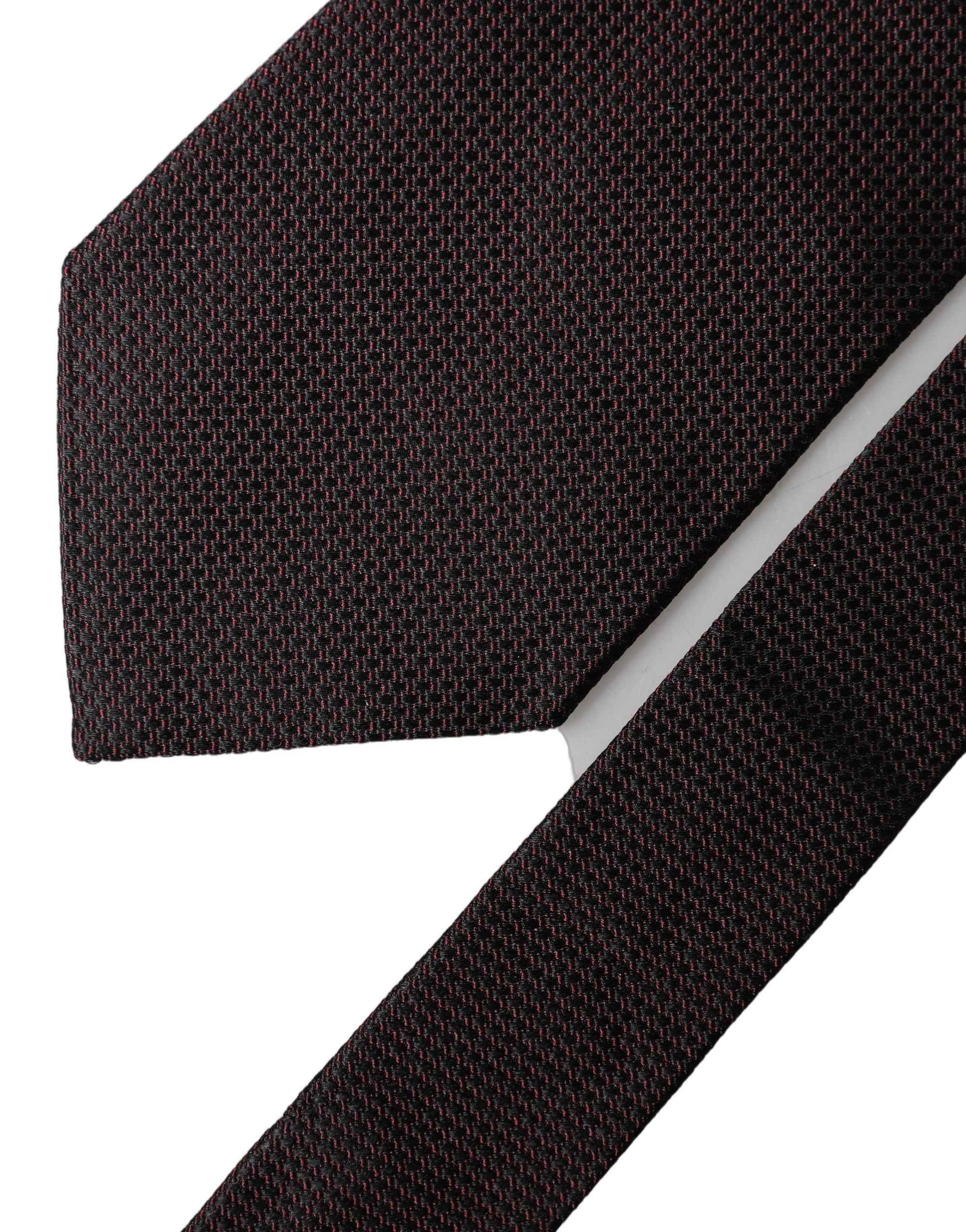 Dolce & Gabbana Black Red Patterned 100% Silk Adjustable Men Necktie Tie