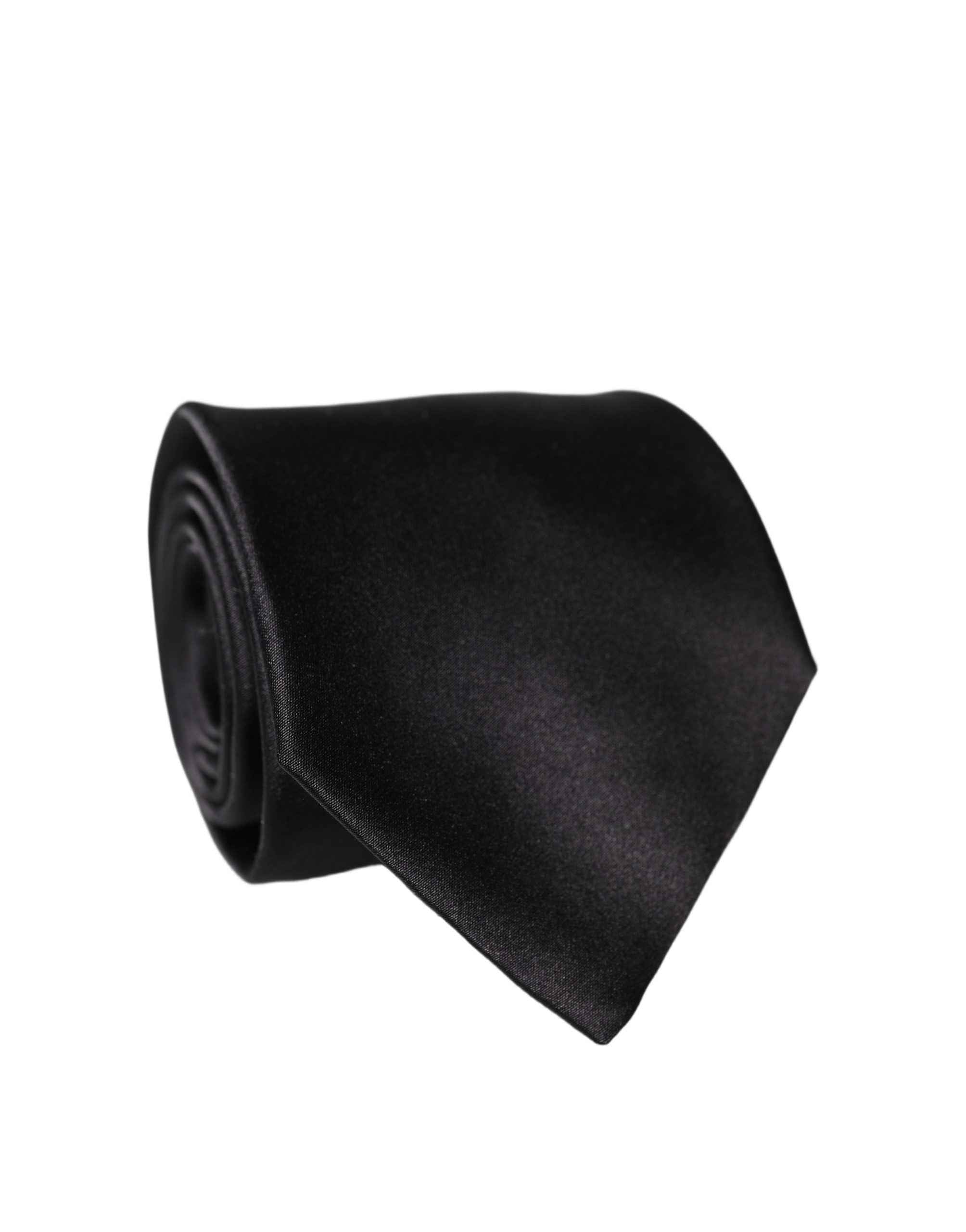 Dolce & Gabbana Brown Logo Embroidery Silk Adjustable Men Necktie Tie