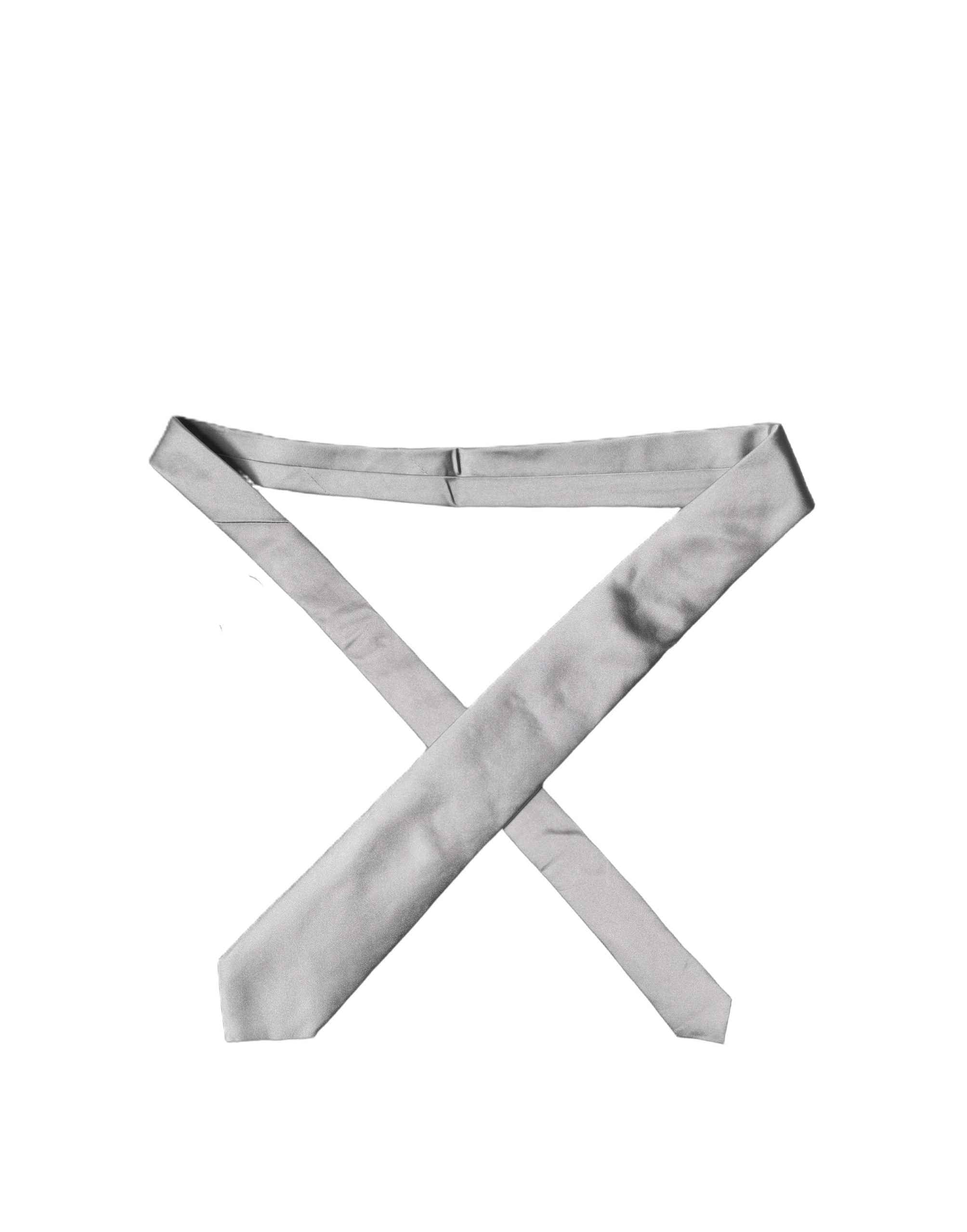 Dolce & Gabbana Gray Satin 100% Silk Adjustable Men Tied Necktie Tie