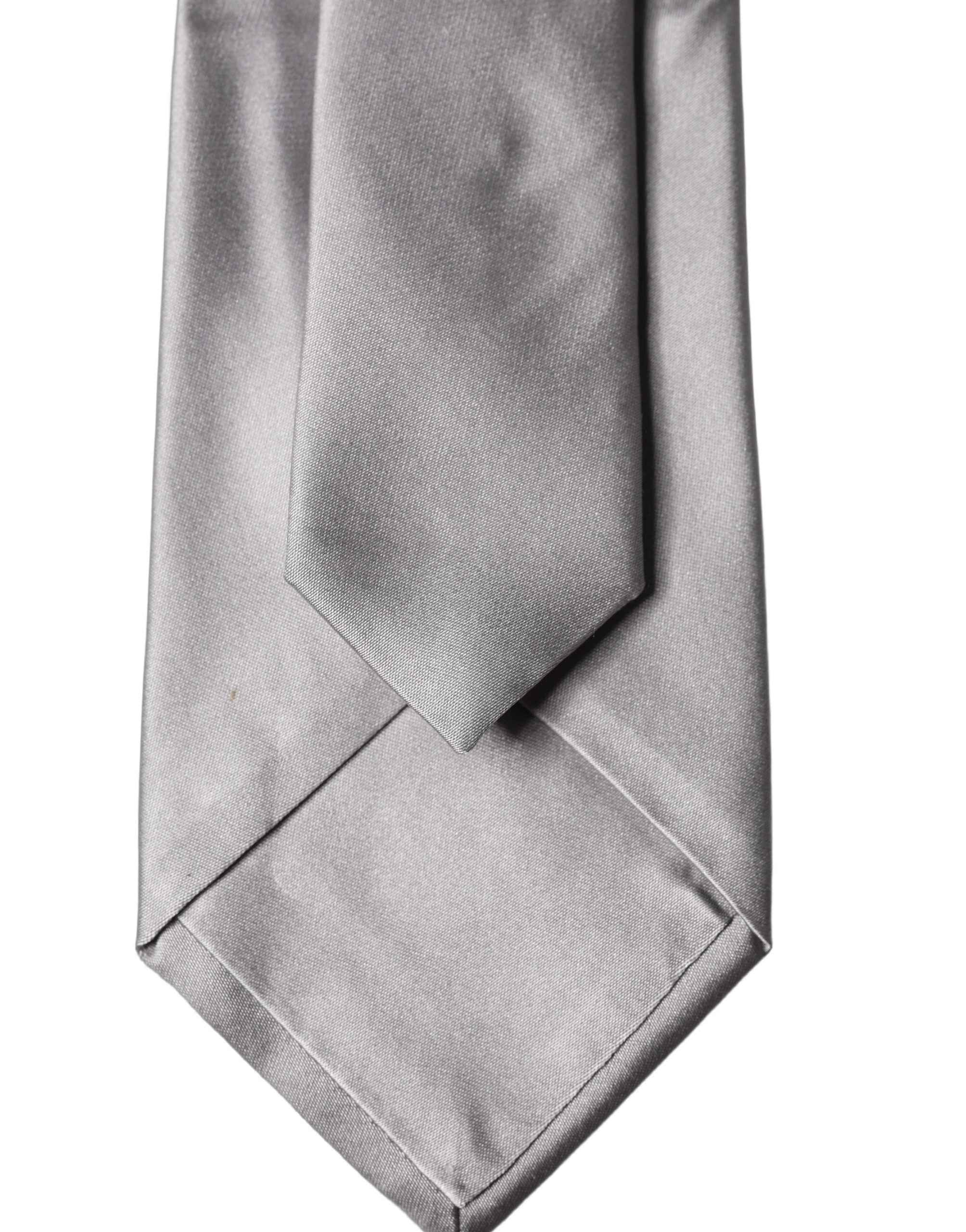 Dolce & Gabbana Gray Satin 100% Silk Adjustable Men Tied Necktie Tie