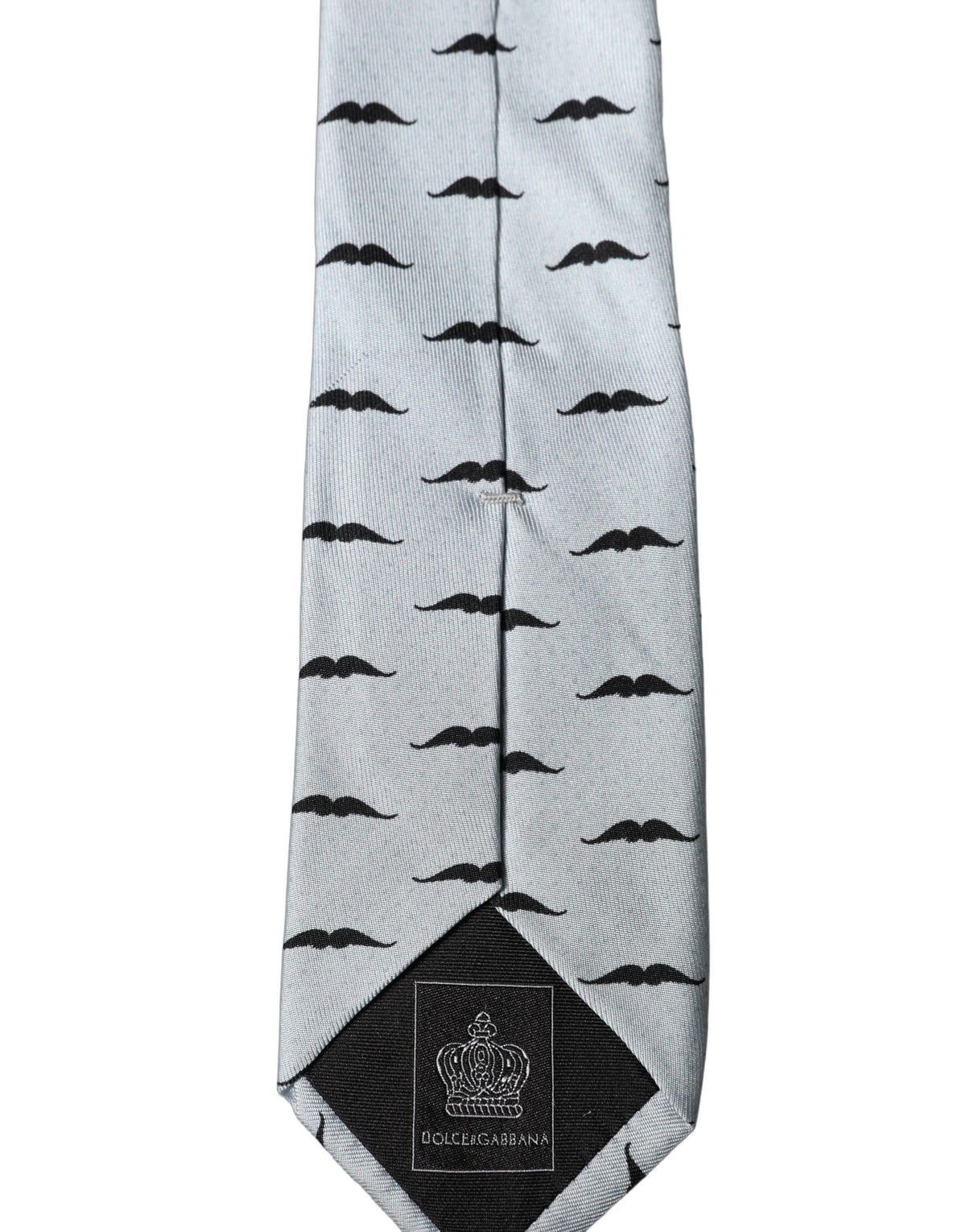 Dolce & Gabbana Light Gray Mustache Fantasy Silk Adjustable Necktie Tie