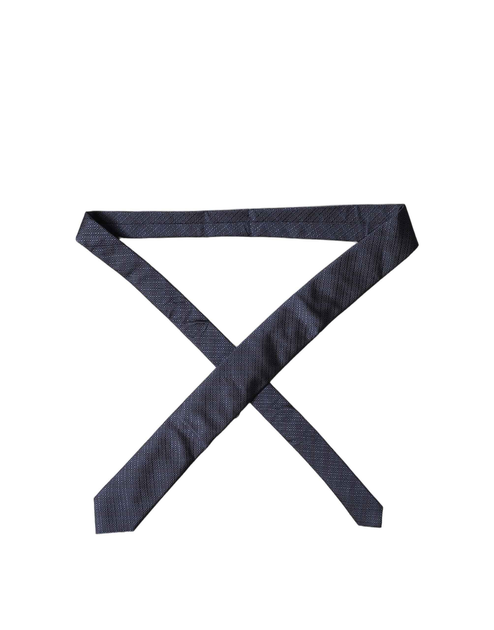 Dolce & Gabbana Navy Blue Textured Silk Adjustable Men Tied Necktie Tie