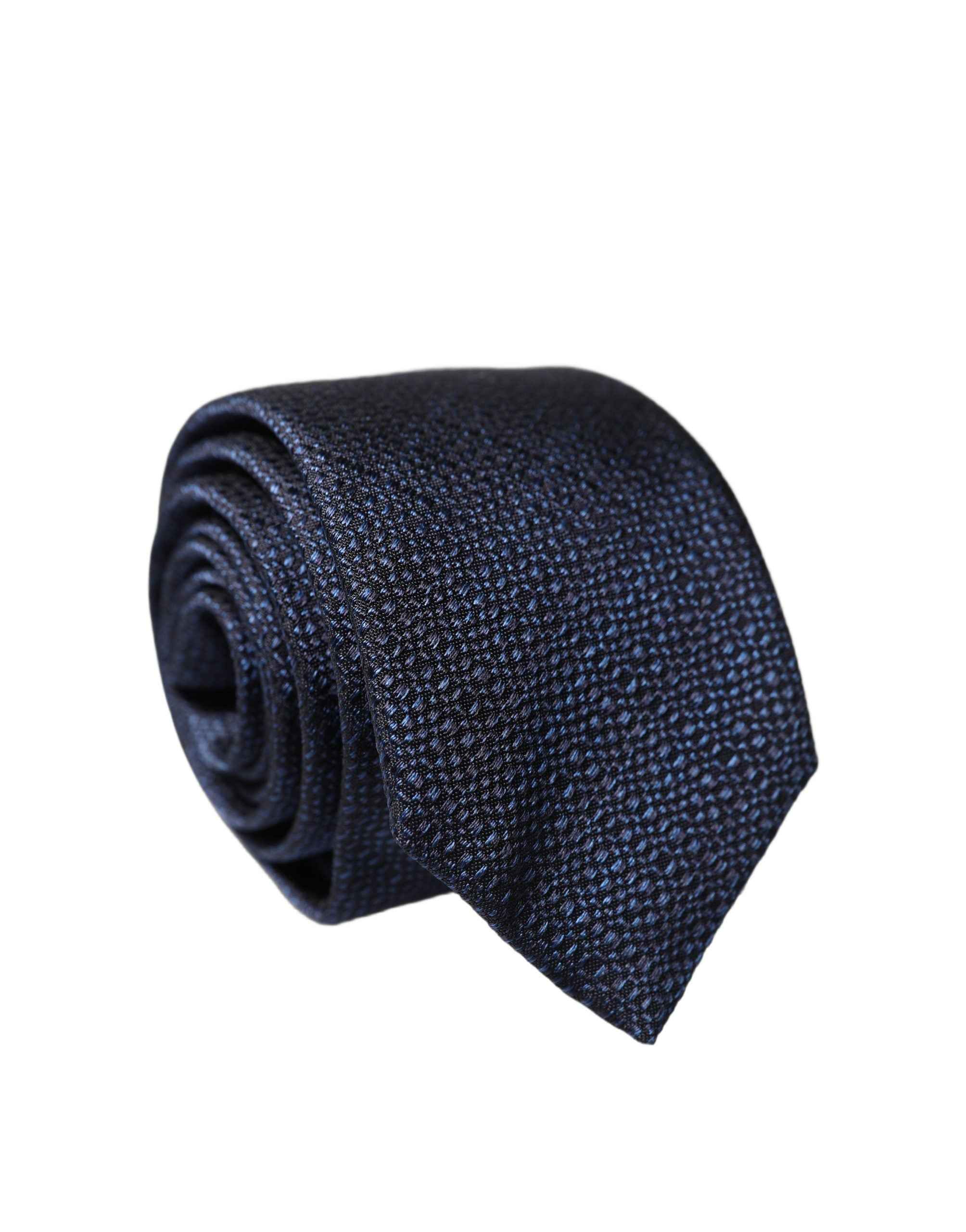 Dolce & Gabbana Navy Blue Textured Silk Adjustable Men Tied Necktie Tie