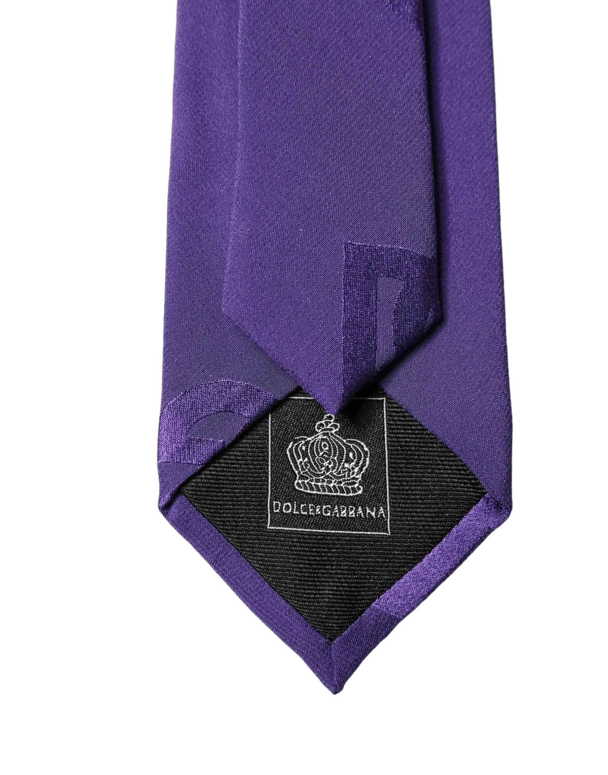 Dolce & Gabbana Purple DG Logo Monogram Silk Adjustable Men Necktie Tie