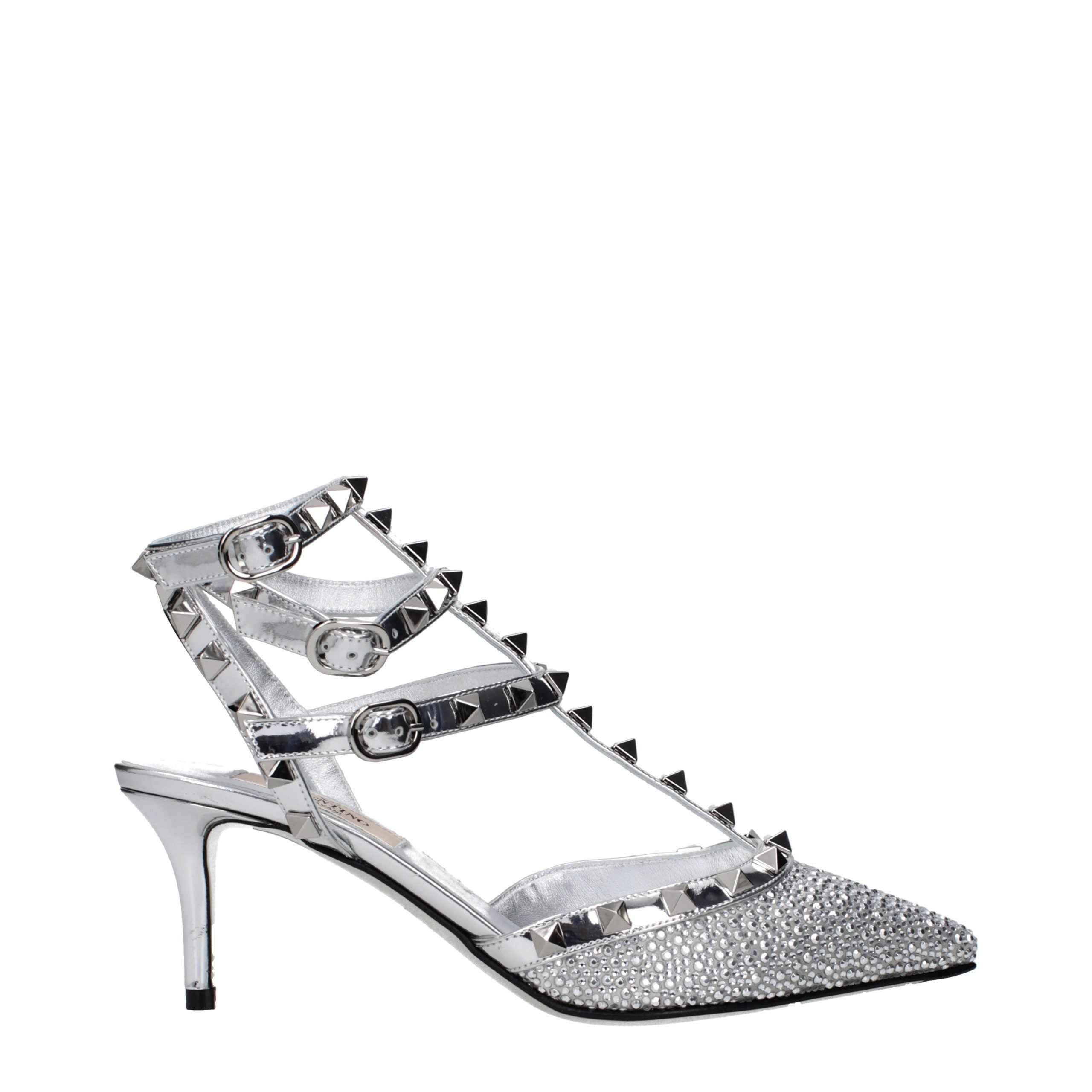 Valentino Garavani Gray Leather Stiletto Heel Sandals
