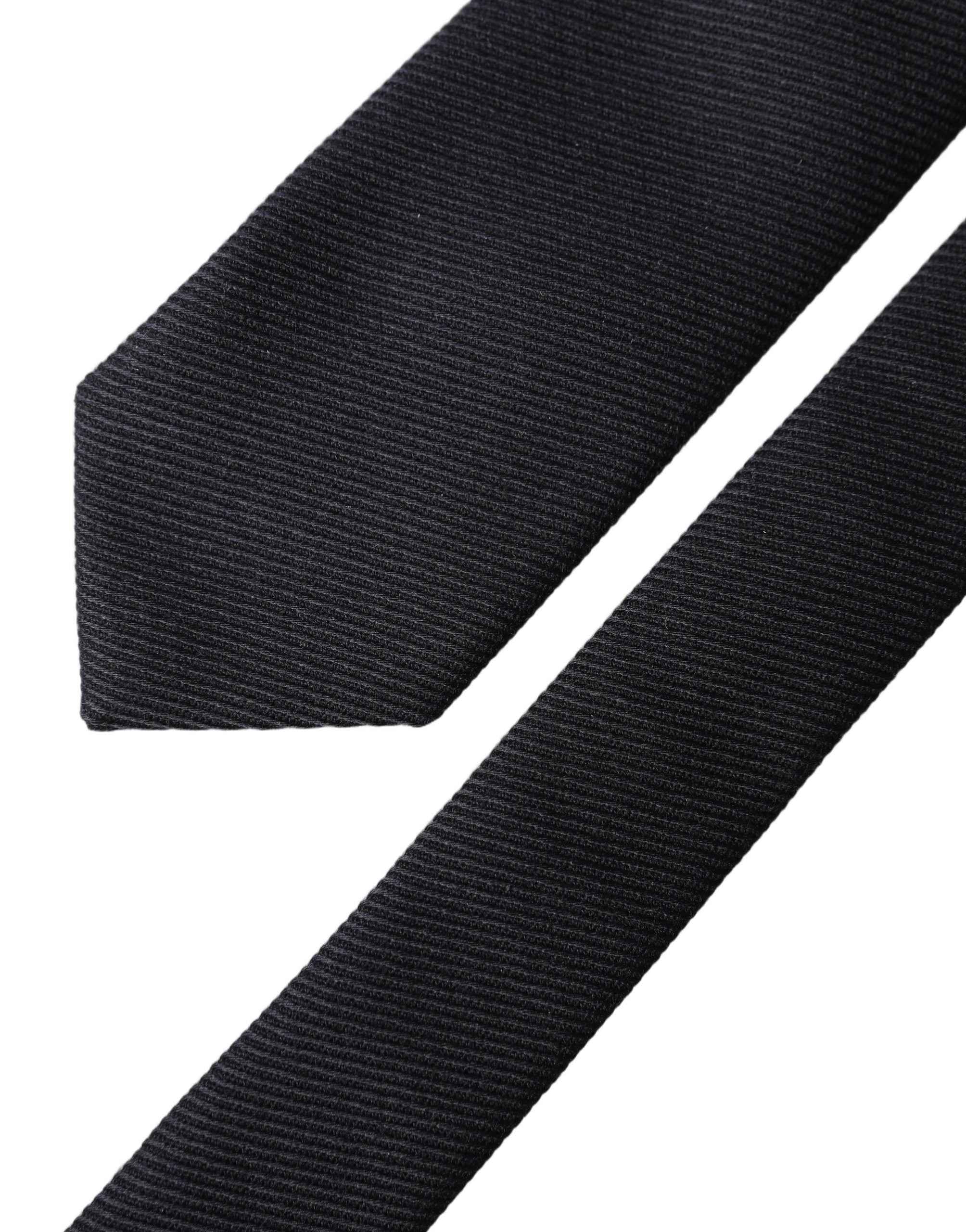 Dolce & Gabbana Black Solid 100% Silk Adjustable Men Tied Necktie Tie