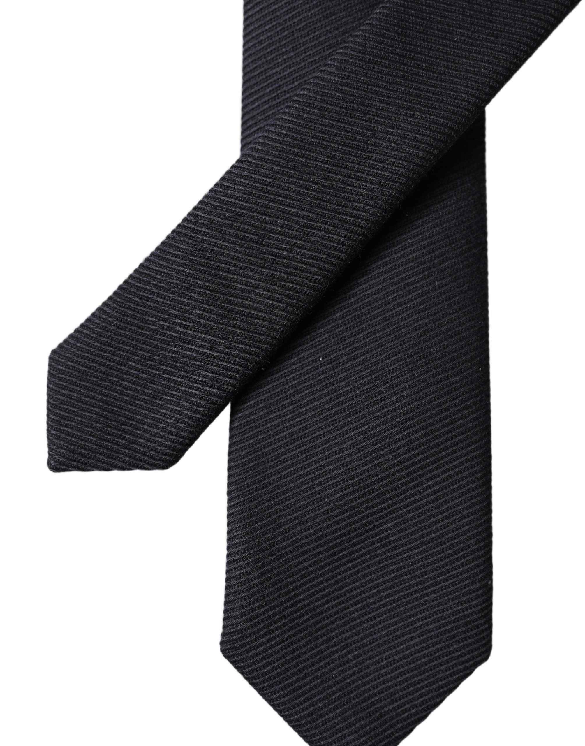 Dolce & Gabbana Dark Blue Solid 100% Silk Adjustable Men Tied Necktie Tie