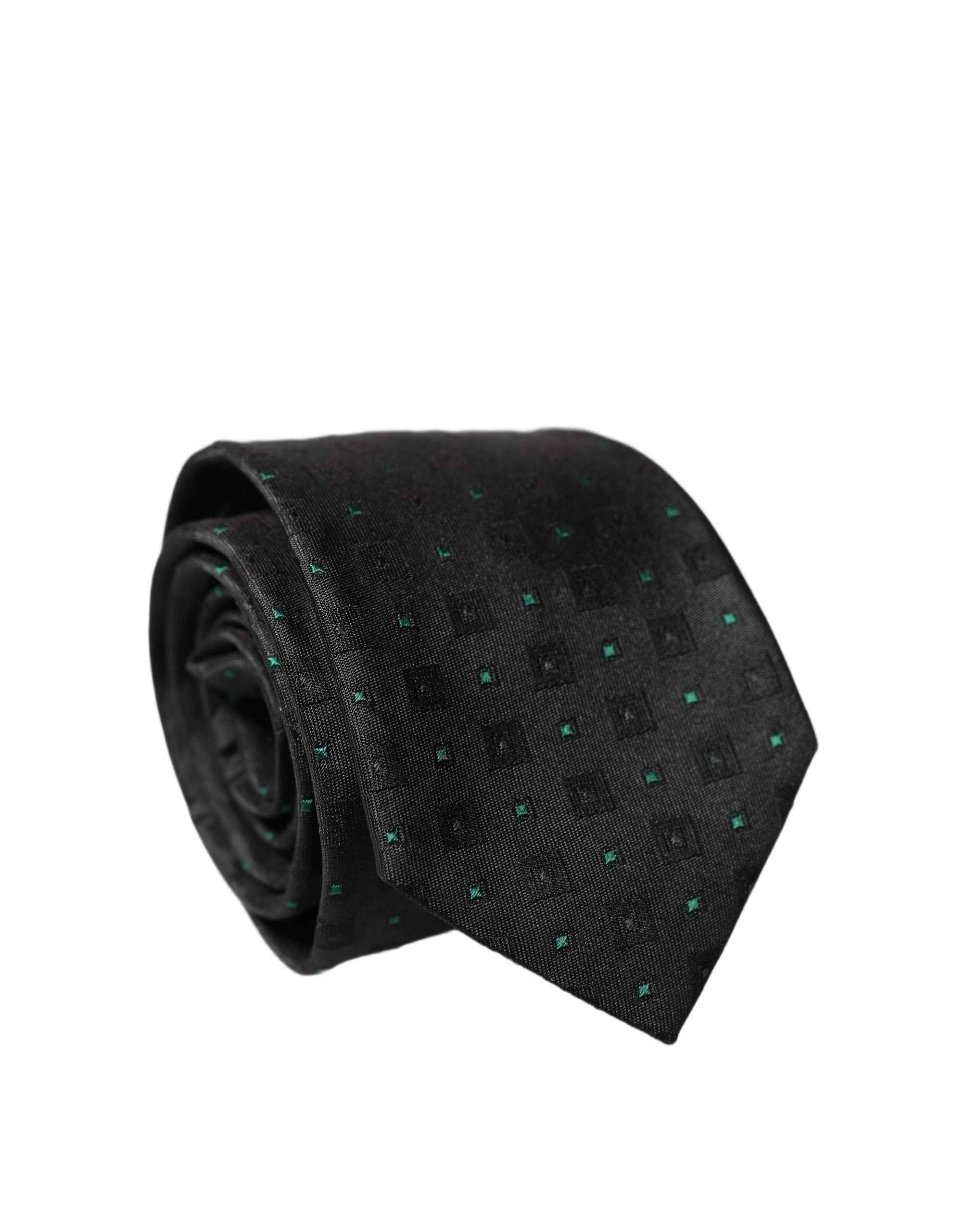 Dolce & Gabbana Black Geometric Silk Adjustable Men Tied Necktie Tie