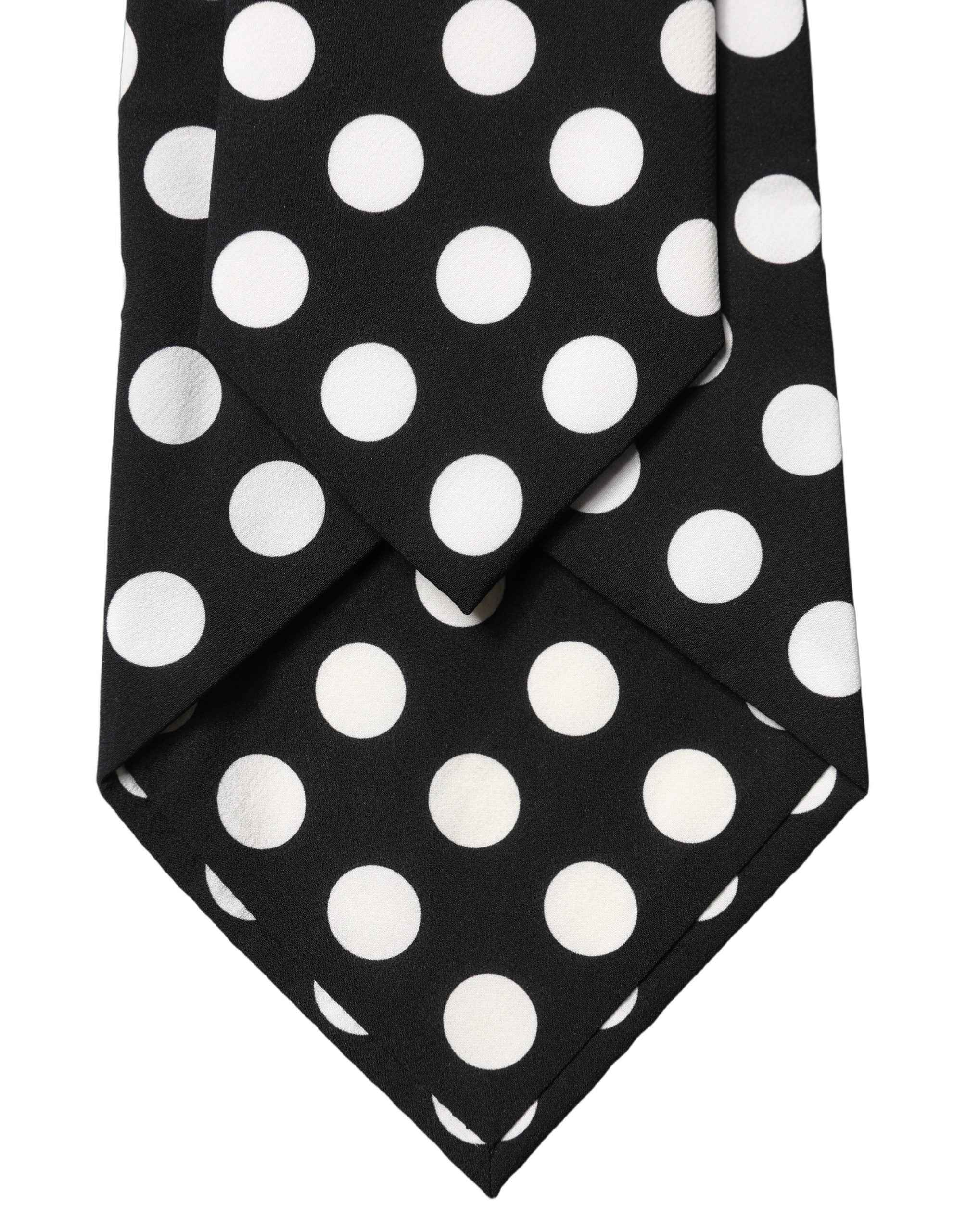 Dolce & Gabbana Dark Gray White Polka Dot Silk Adjustable Women Necktie Tie
