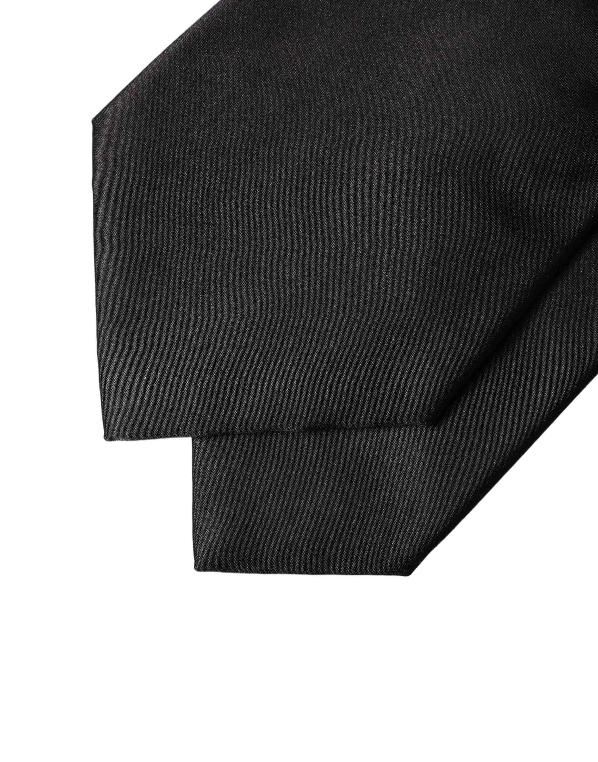 Dolce & Gabbana Black Satin Silk Blend Adjustable Women Tied Necktie Tie