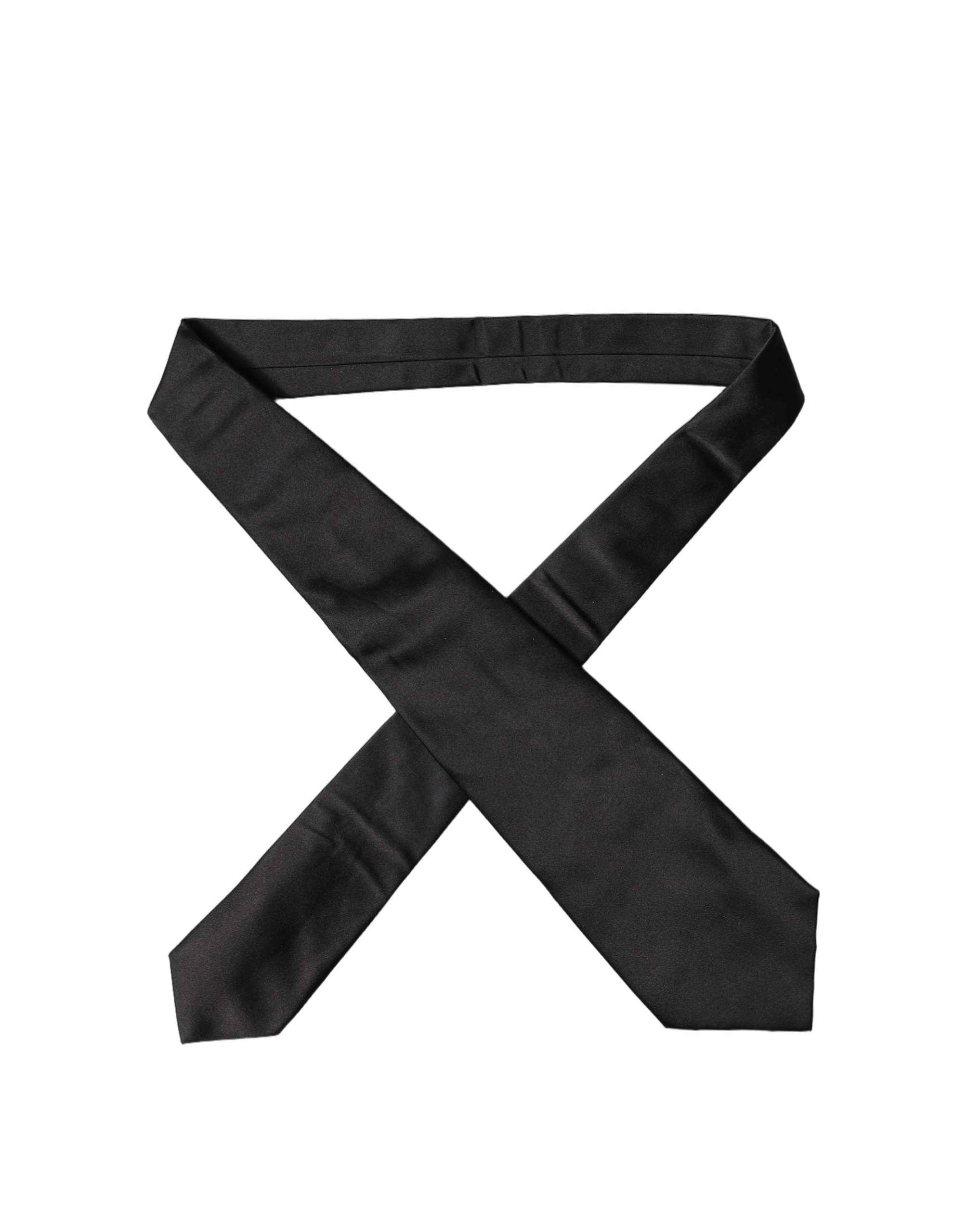 Dolce & Gabbana Black Satin Silk Blend Adjustable Women Tied Necktie Tie