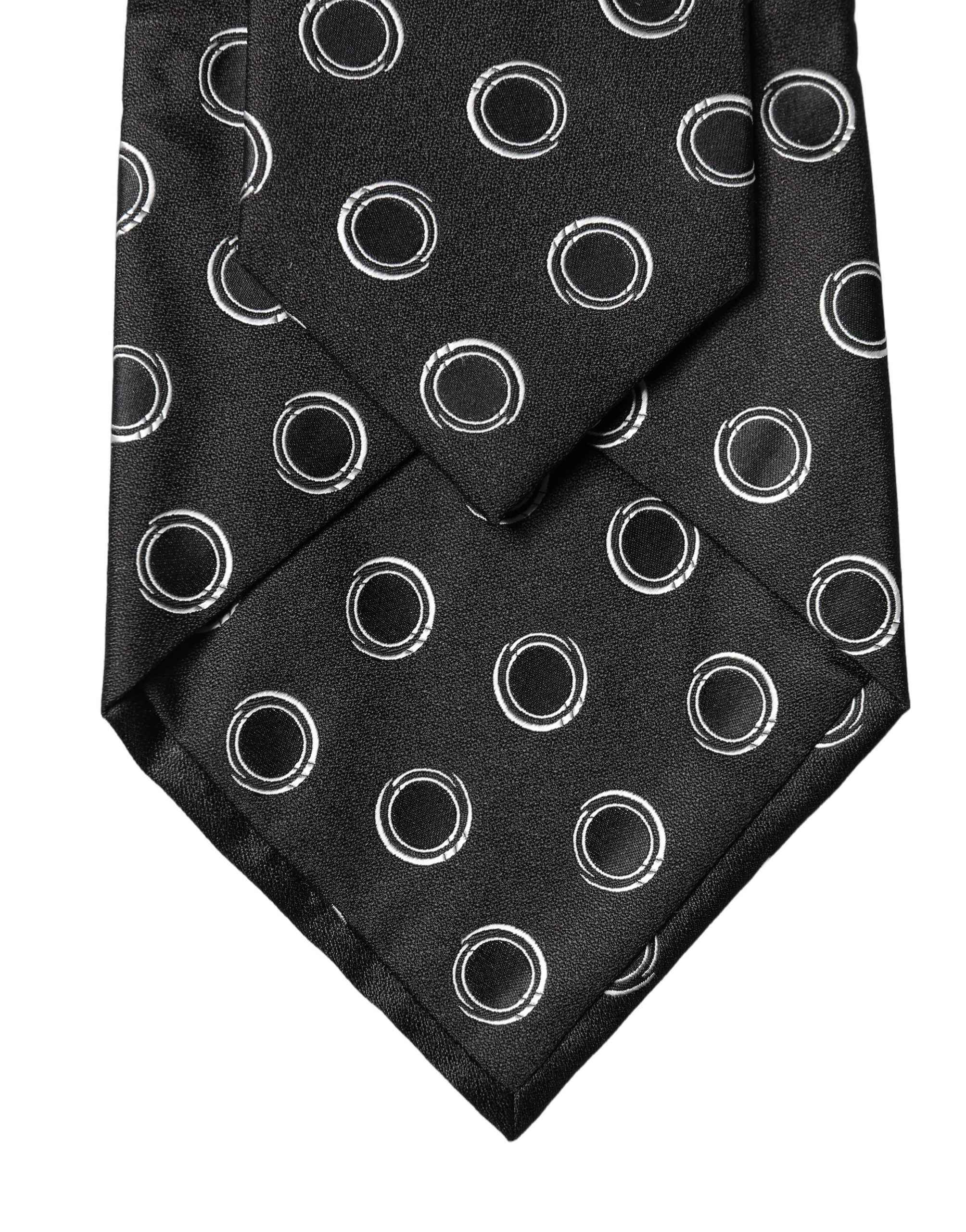 Dolce & Gabbana Black White Polka Dot Silk Adjustable Women Necktie Tie