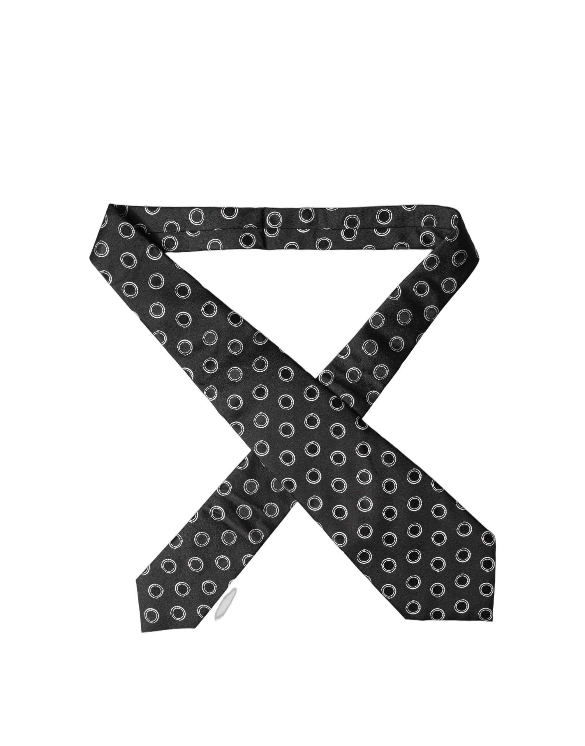 Dolce & Gabbana Black White Polka Dot Silk Adjustable Women Necktie Tie
