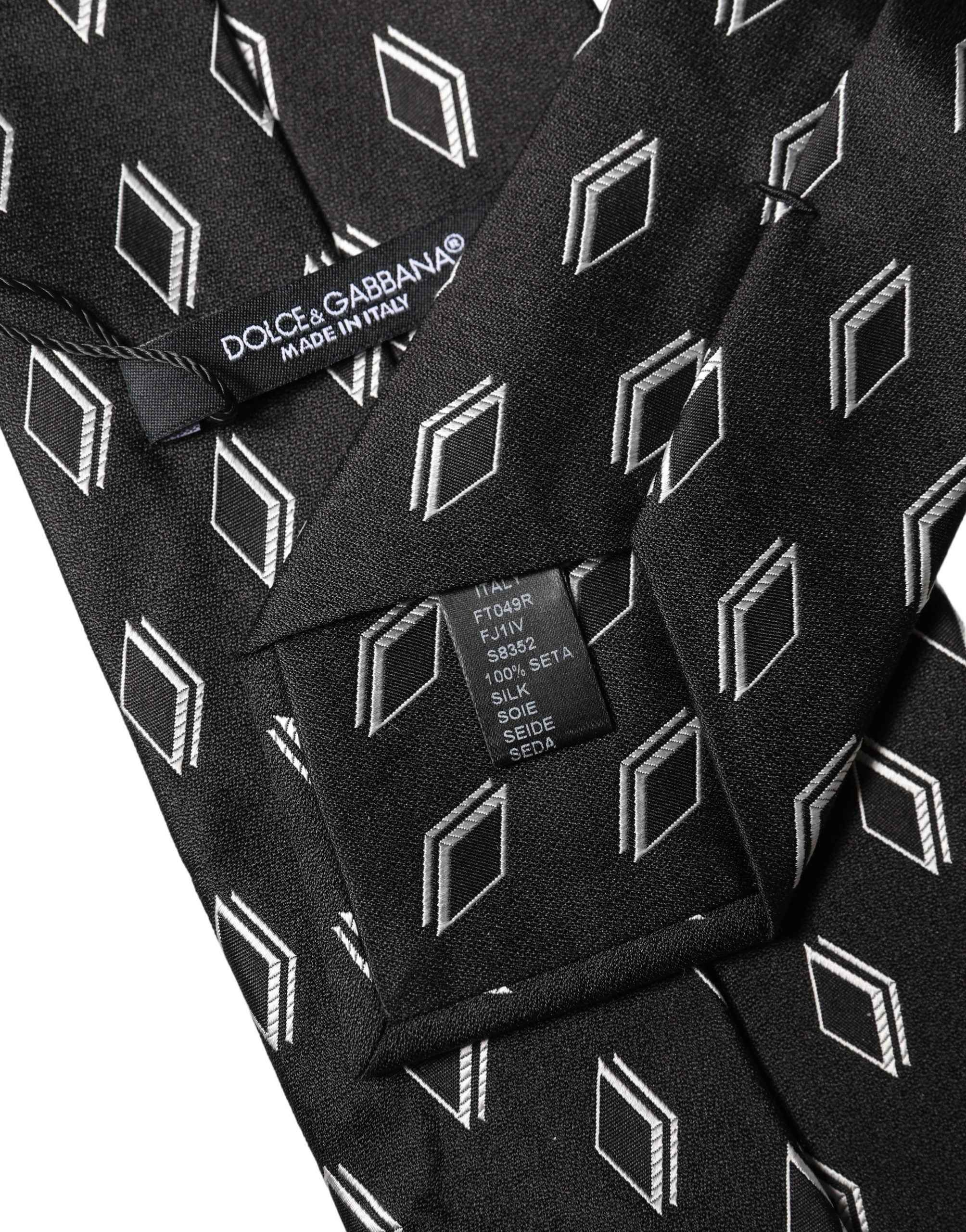 Dolce & Gabbana Black Patterned Silk Adjustable Women Tied Necktie Tie
