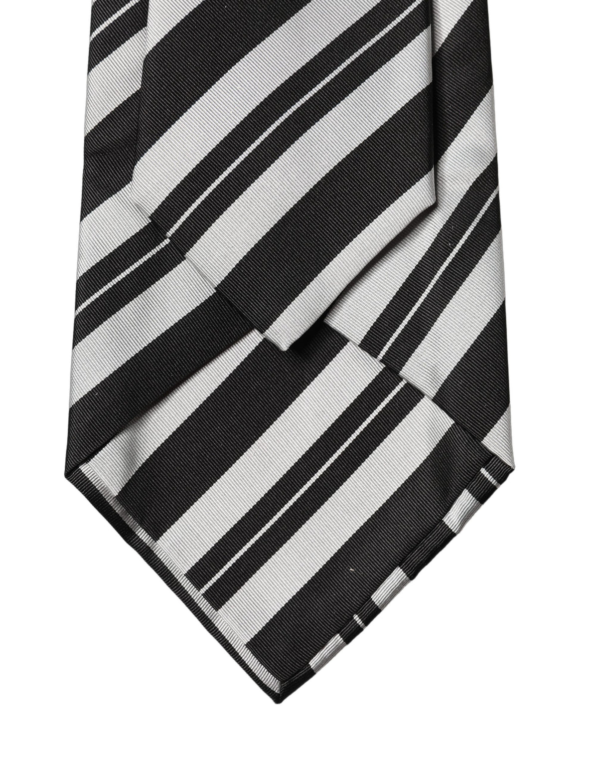 Dolce & Gabbana Black White Stripes Silk Adjustable Women Necktie Tie