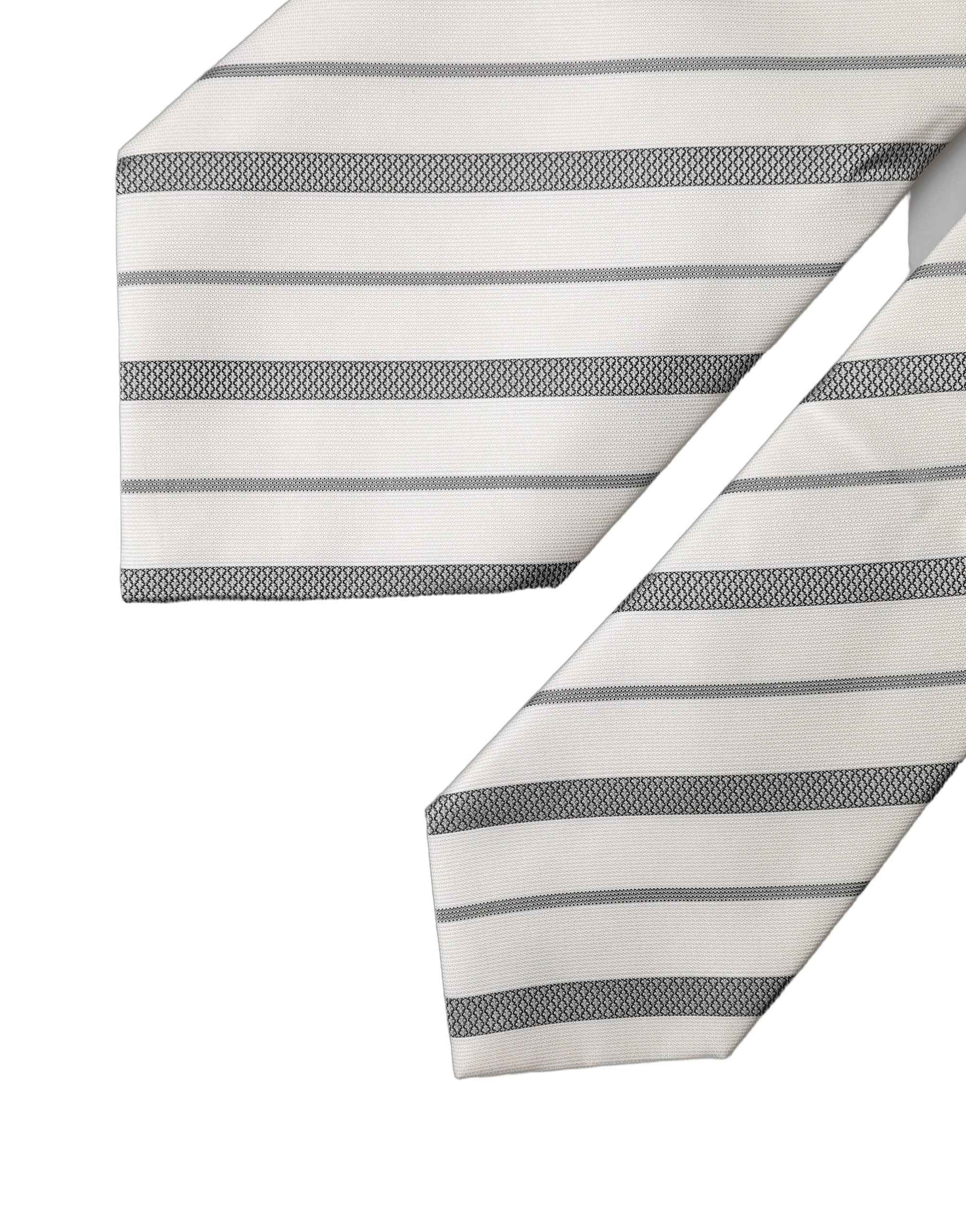 Dolce & Gabbana Black White Stripes Silk Adjustable Women Necktie Tie