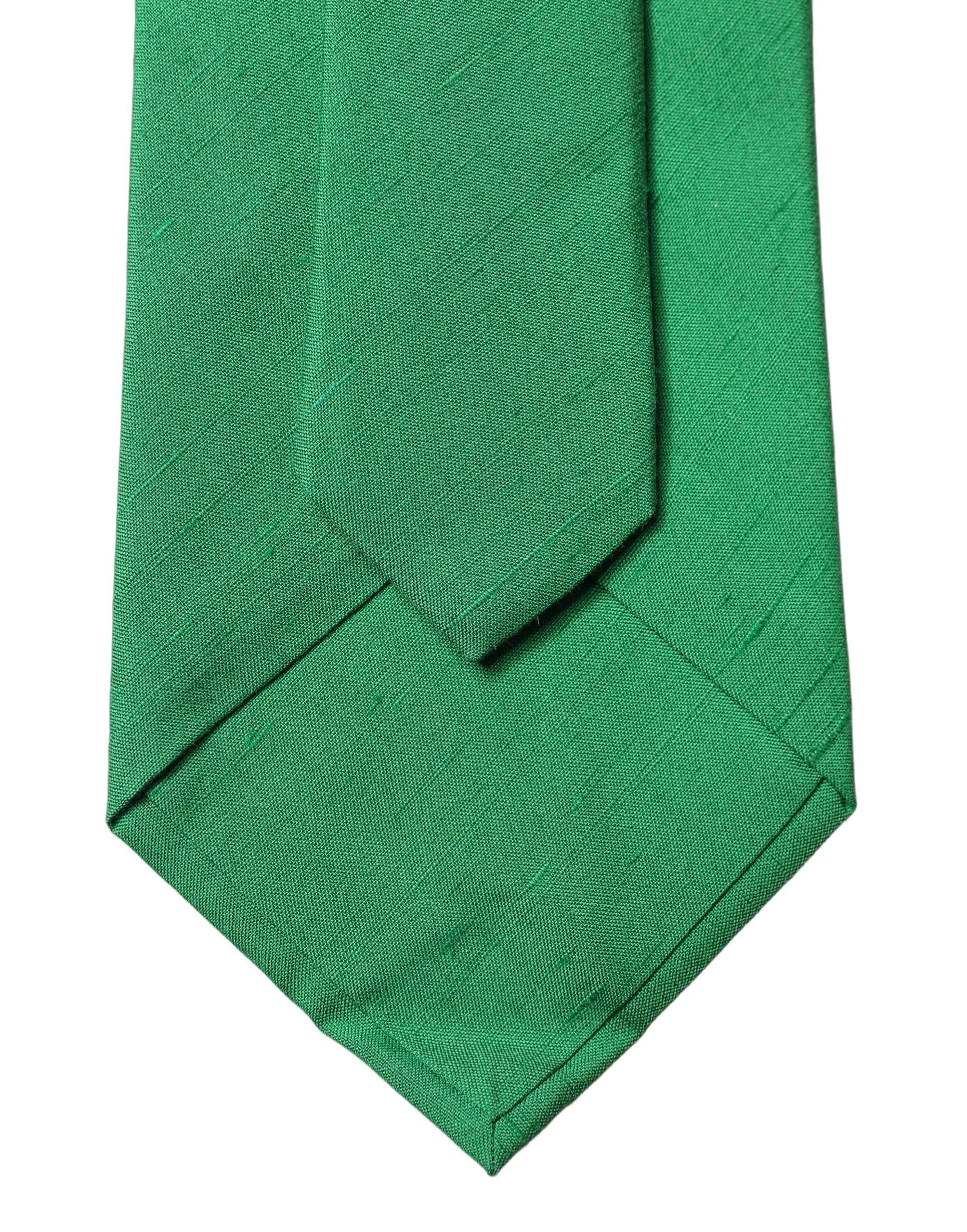 Dolce & Gabbana Green Solid Silk Cotton Adjustable Women Necktie Tie