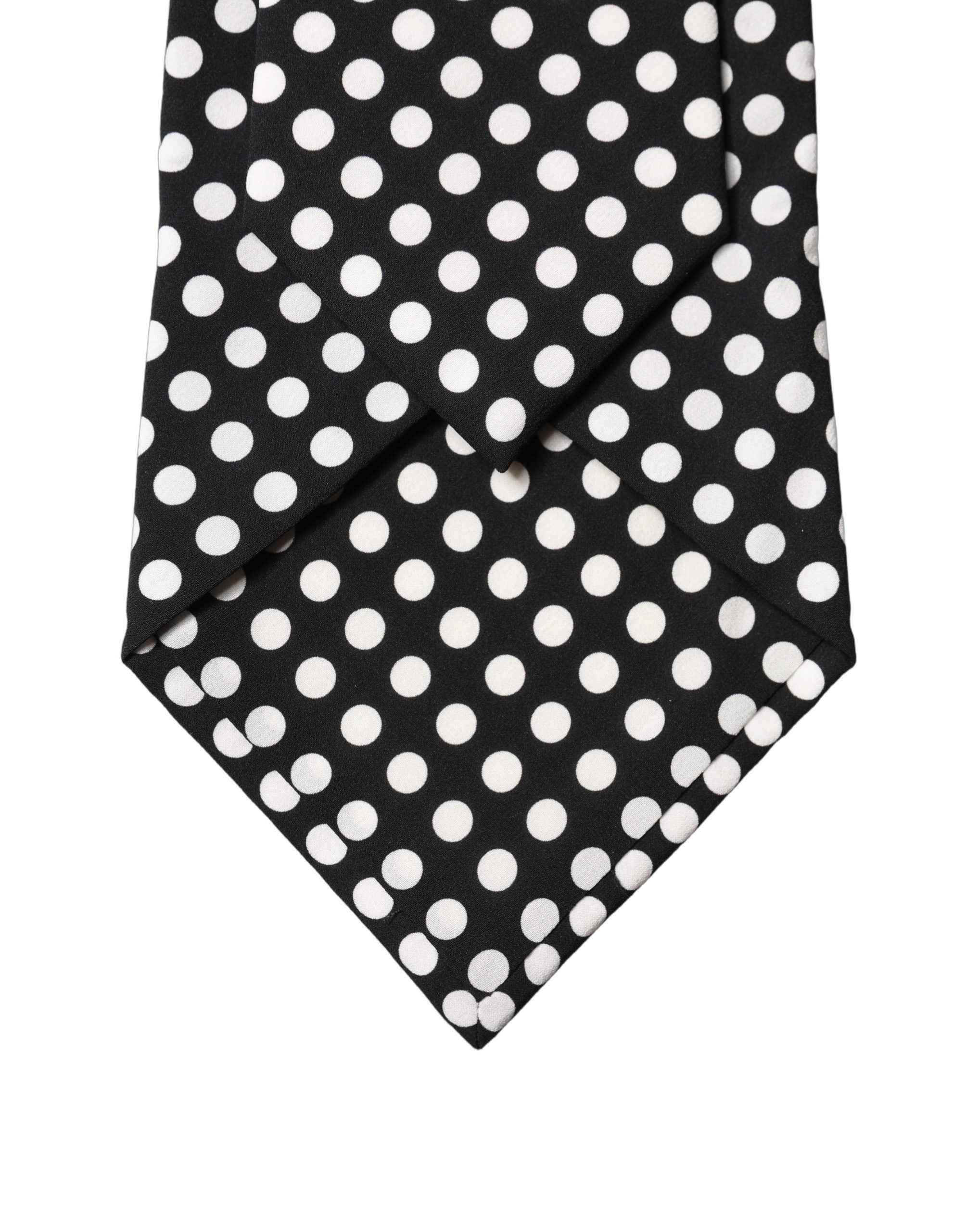 Dolce & Gabbana Black White Polka Dot Silk Adjustable Women Necktie Tie